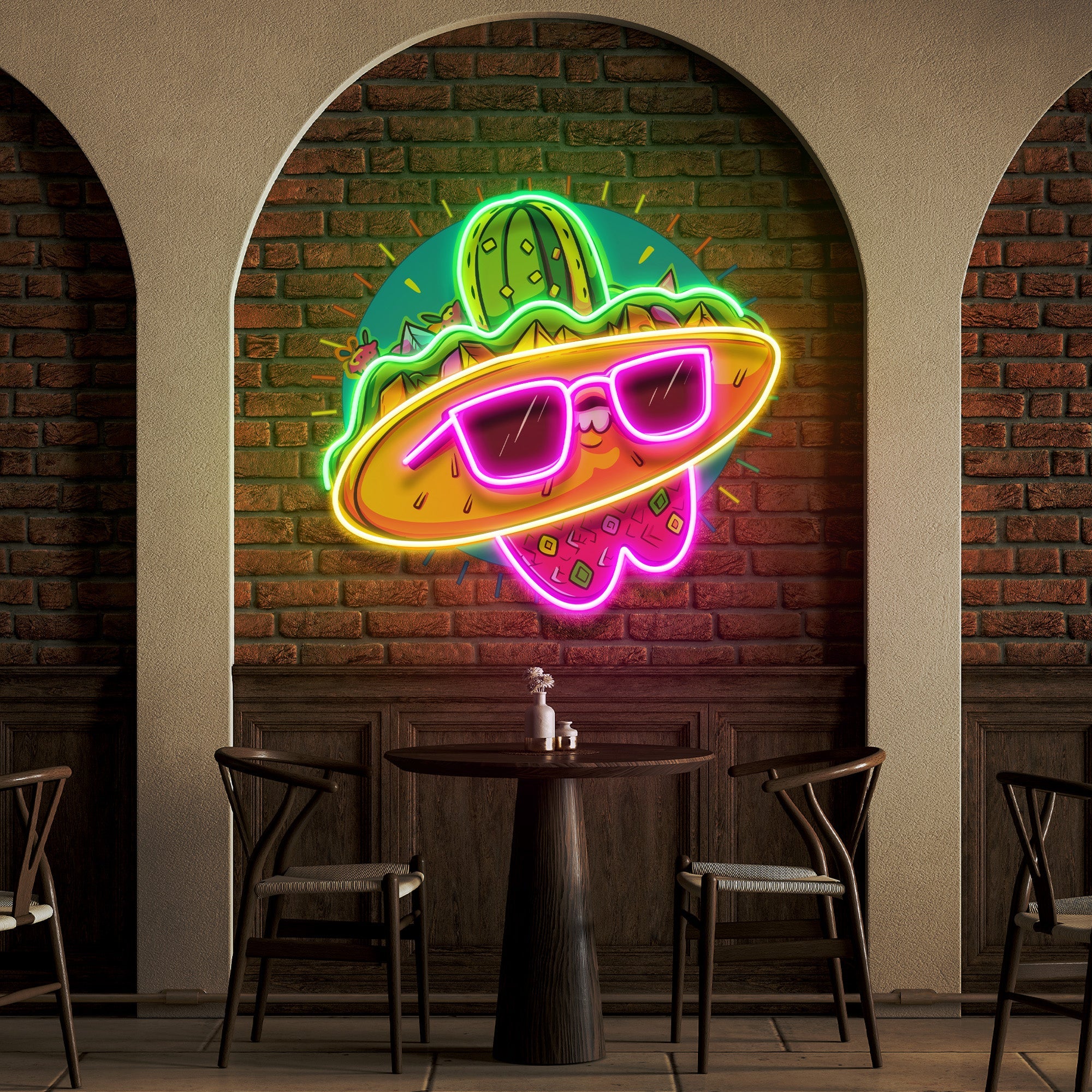 Taco Restaurant Decor Mexican Food Artwork Led Neon Sign Light - Neonbir