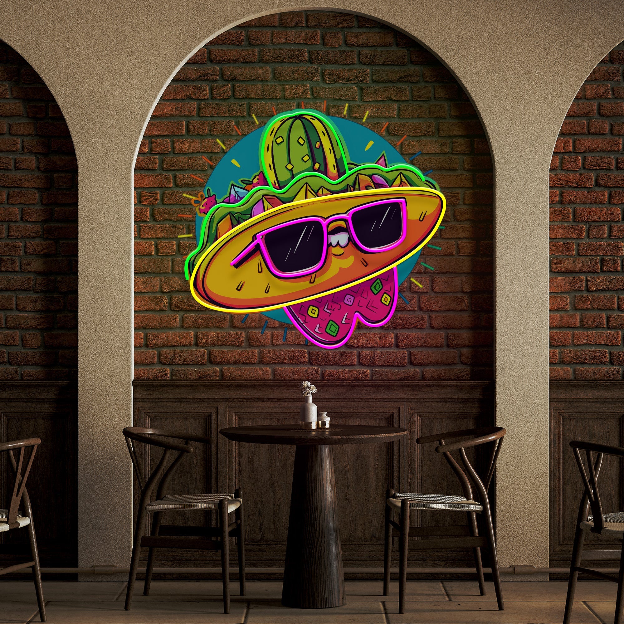 Taco Restaurant Decor Mexican Food Artwork Led Neon Sign Light - Neonbir