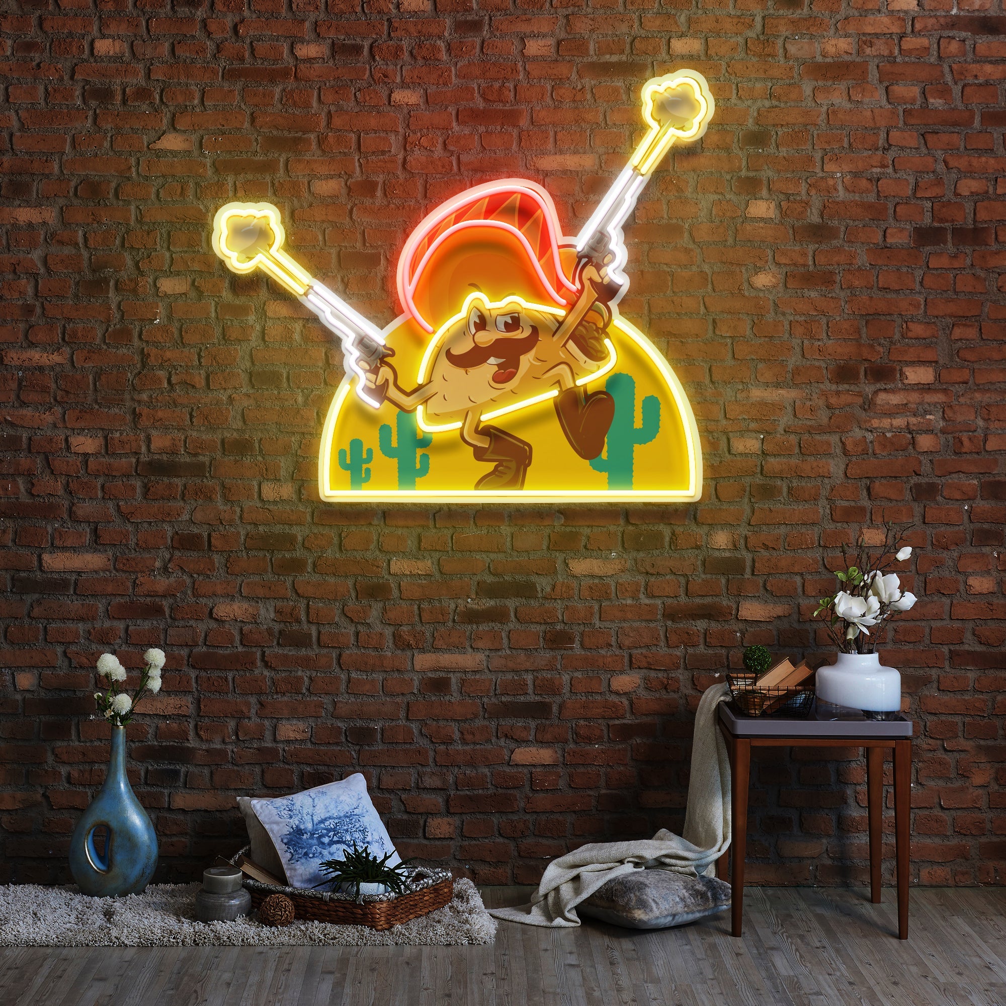 Tacos Logo Mexican Artwork Led Neon Sign Light - Neonbir