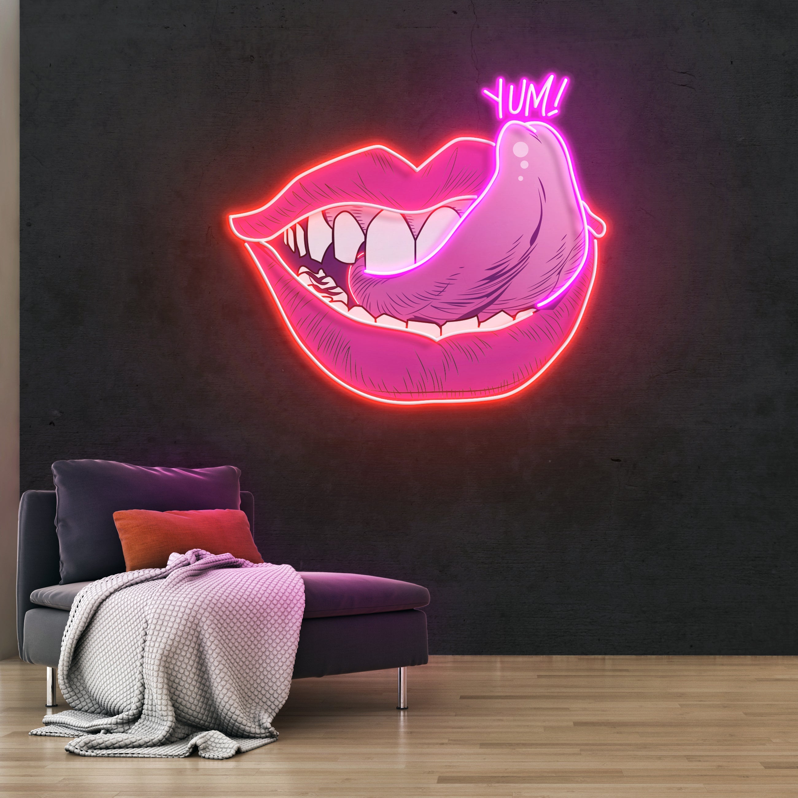 Woman Pink Lips Art Work Led Neon Sign Light - Neonbir