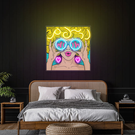 Wow Face Sexy Pop Art Led Neon Sign Light - Neonbir