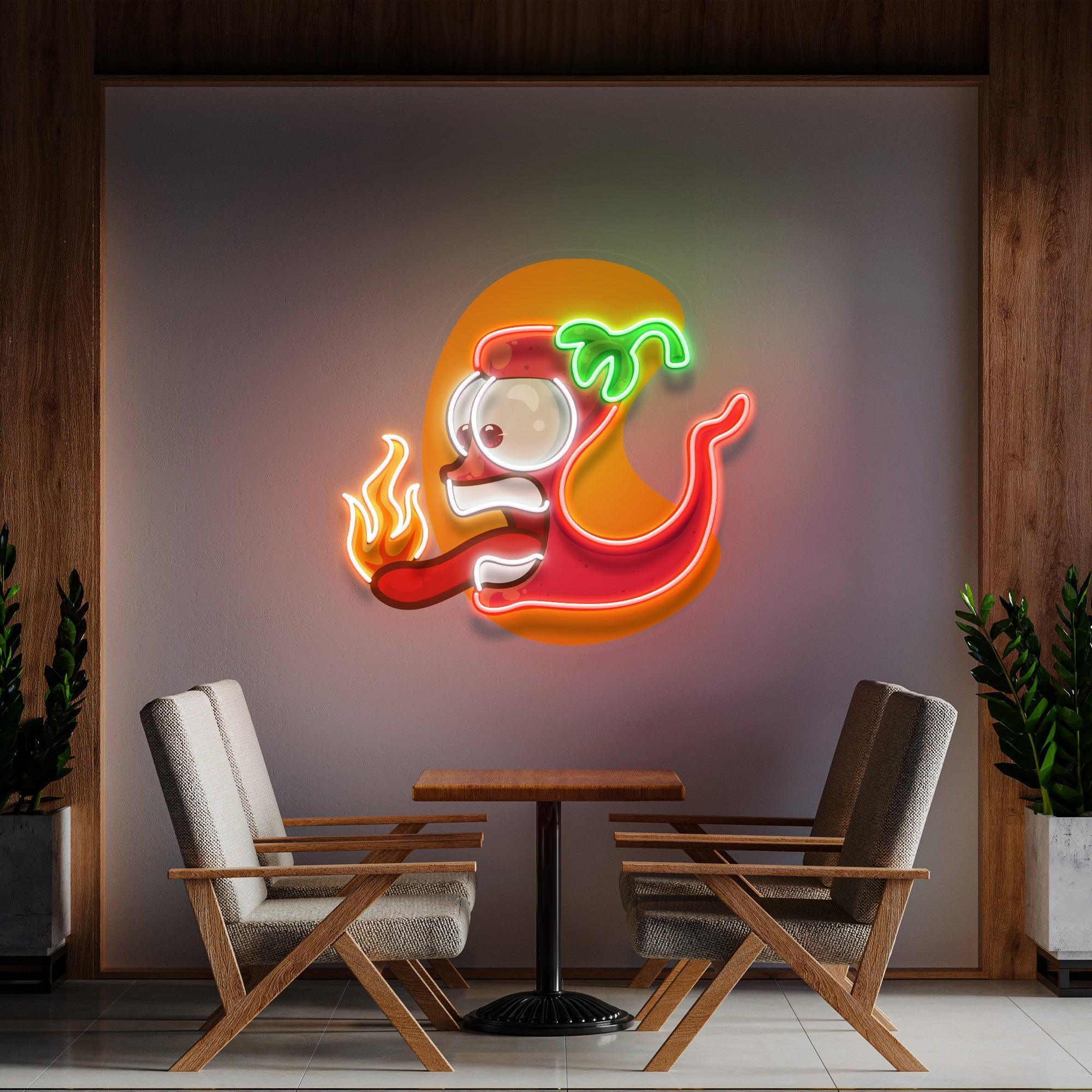 Red Chili Mascot Mexican Restaurant Decor Artwork Led Neon Sign Light - Neonbir