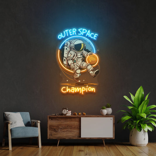 Astronaut Champion For Space Artwork Led Neon Sign Light - Neonbir