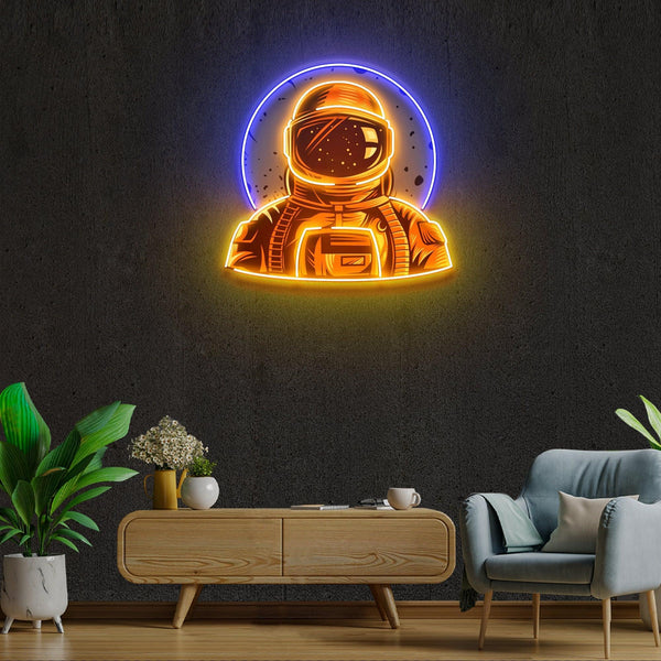 Astronot Amblemi Baskılı - Neon Tabela