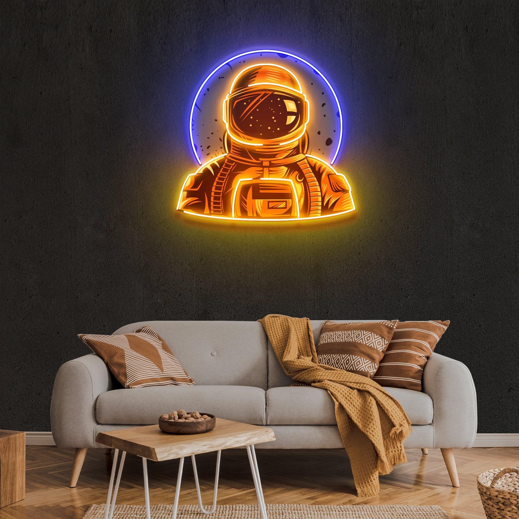 Astronaut Emblem Neon Artwork Led Neon Sign Light - Neonbir