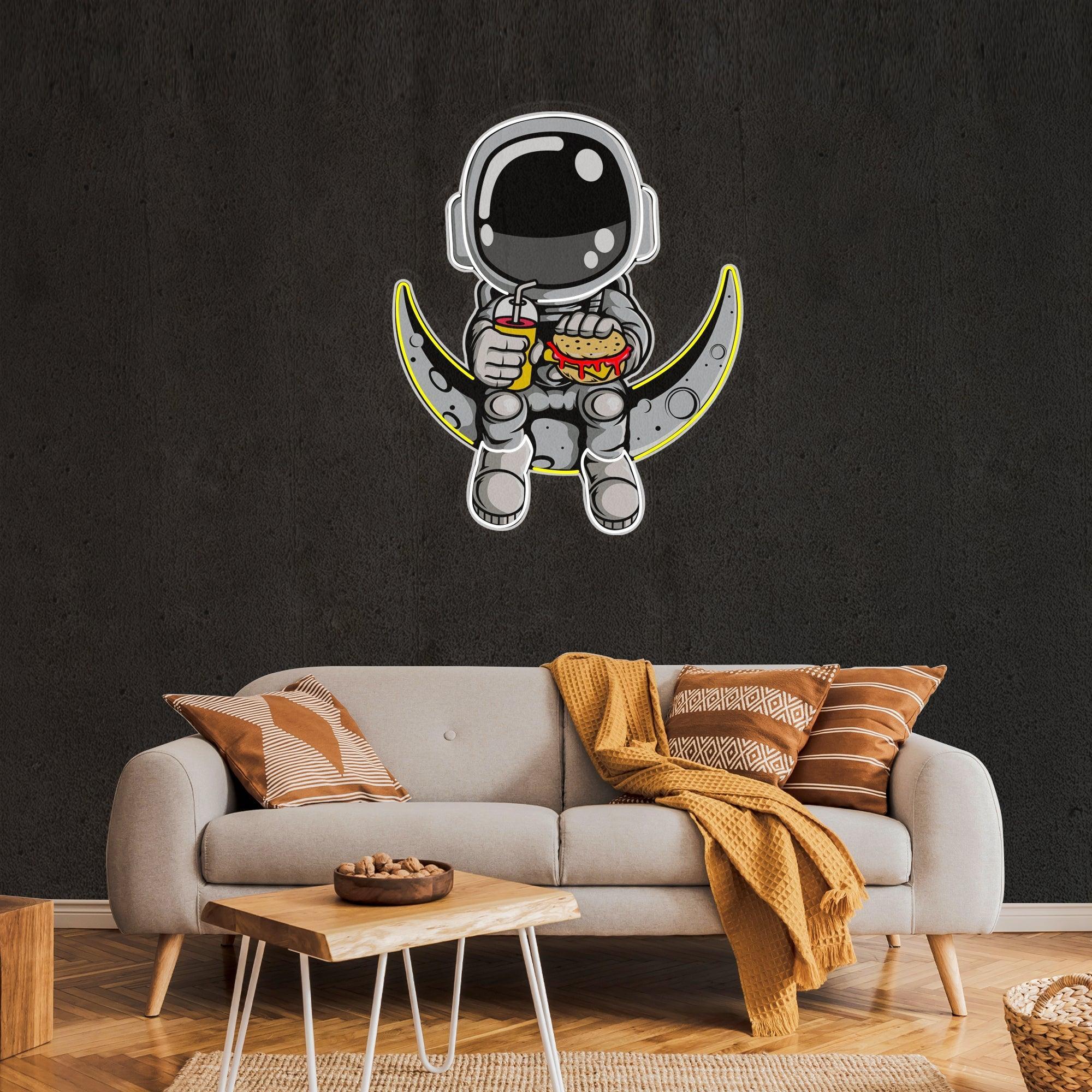 Astronaut Hamburger Neon Artwork Led Neon Sign Light - Neonbir