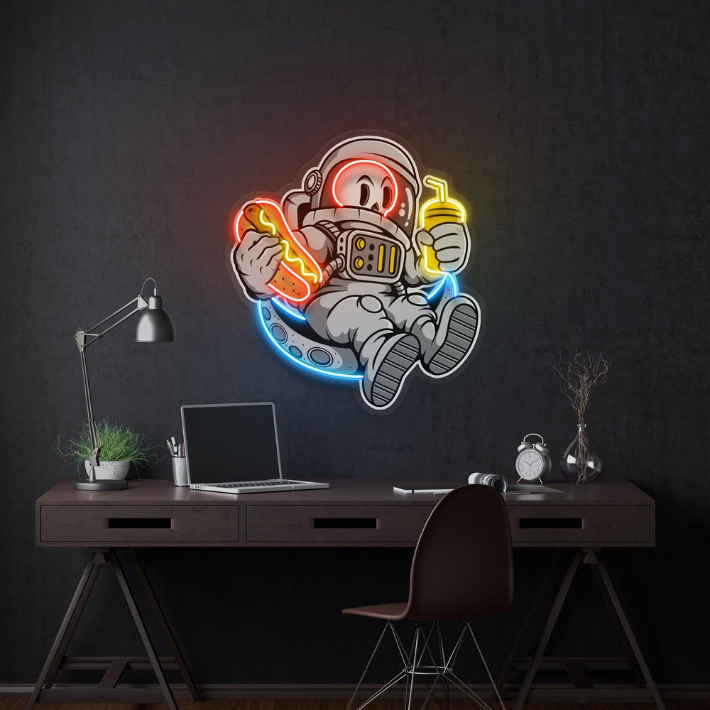 Astronaut Skull Hotdog Artwork Led Neon Sign Light - Neonbir