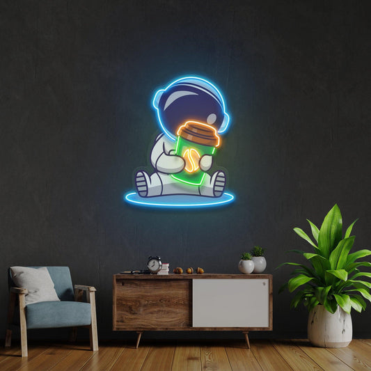 Astronaut Coffee Artwork Led Neon Sign Light - Neonbir