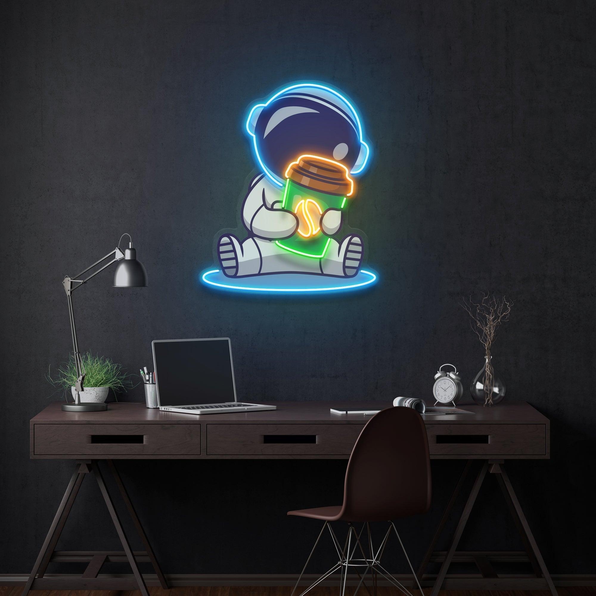 Astronaut Coffee Artwork Led Neon Sign Light - Neonbir