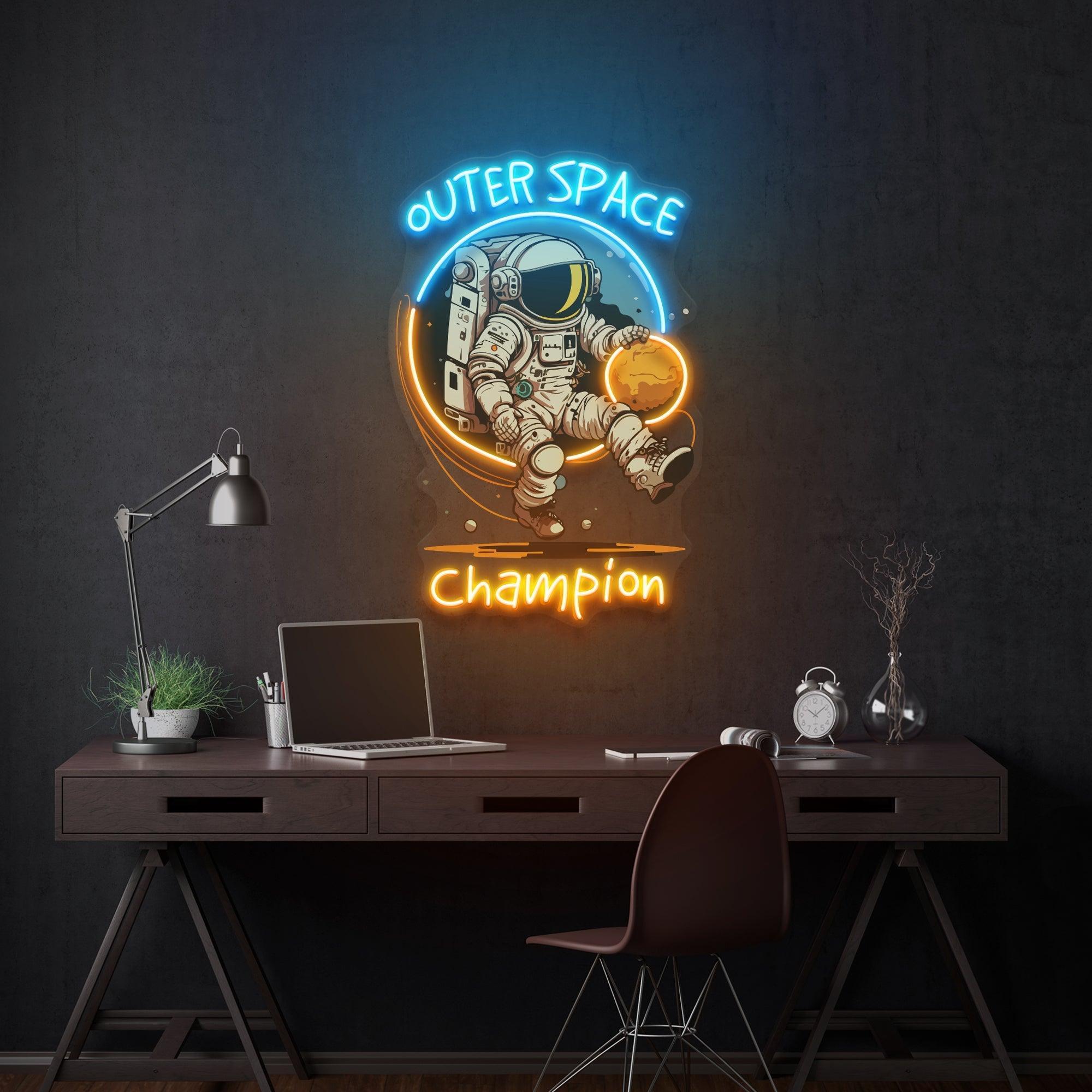 Astronaut Champion For Space Artwork Led Neon Sign Light - Neonbir