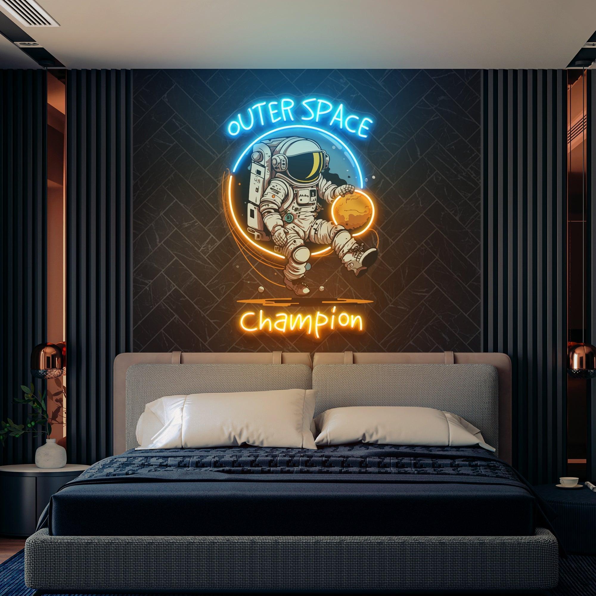 Astronaut Champion For Space Artwork Led Neon Sign Light - Neonbir