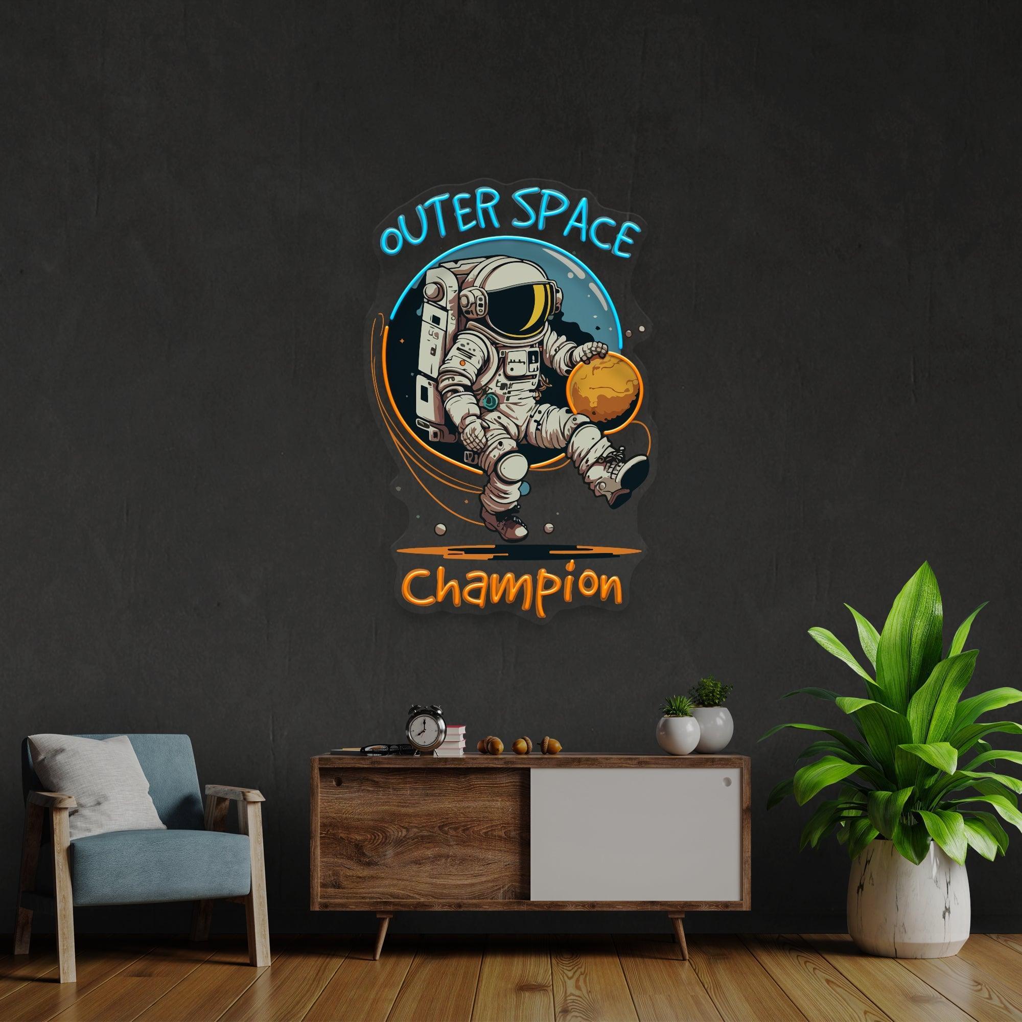 Astronaut Champion For Space Artwork Led Neon Sign Light - Neonbir
