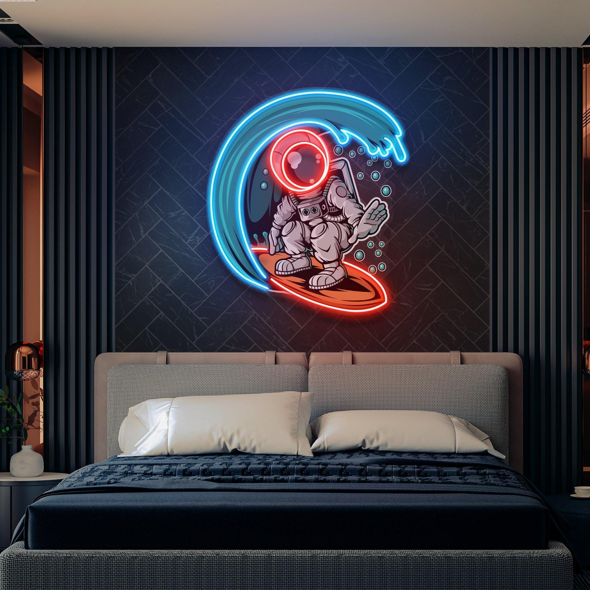 Astronaut Surfing Artwork Led Neon Sign Light - Neonbir