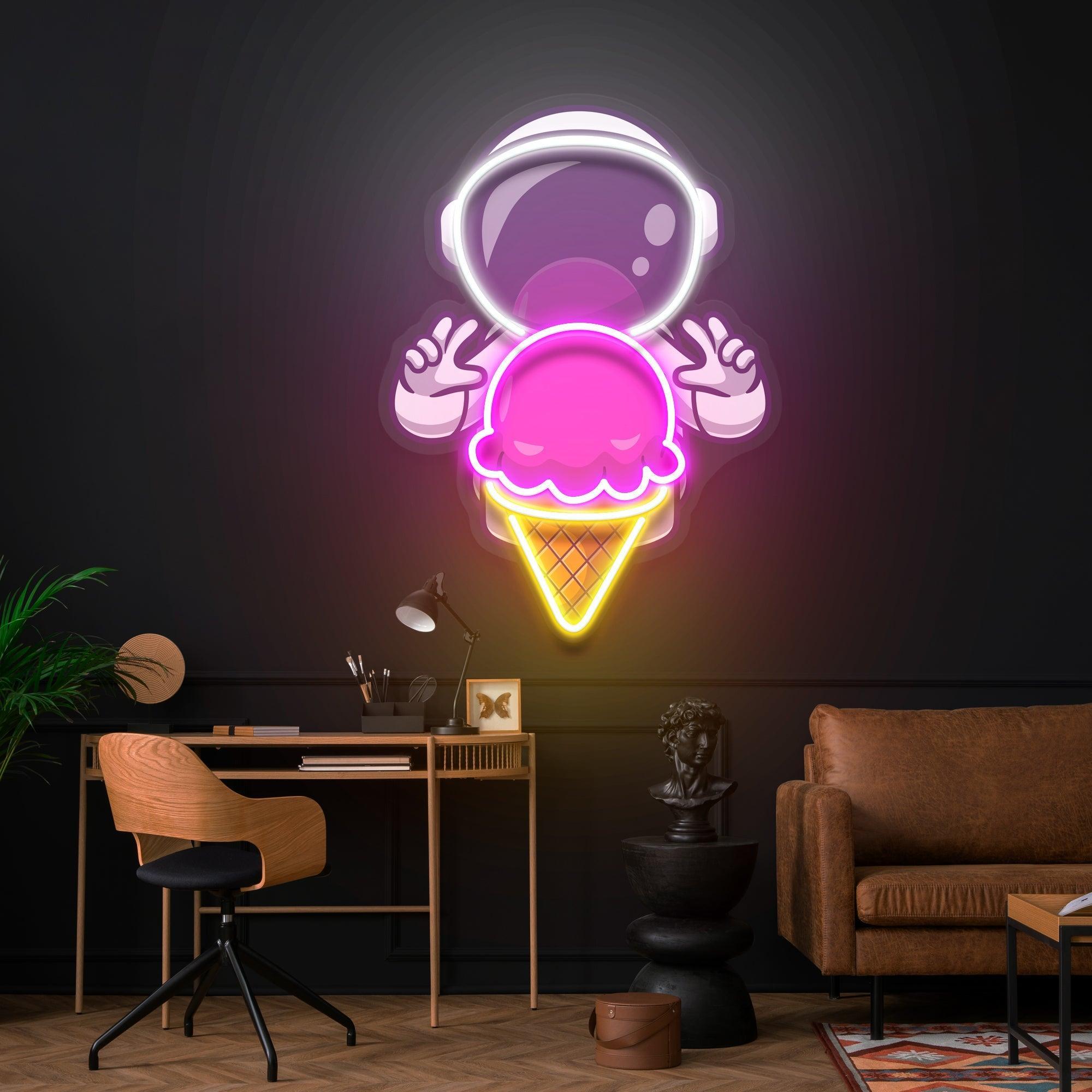 Astronaut Ice Cream Art work Led Neon Sign Light - Neonbir