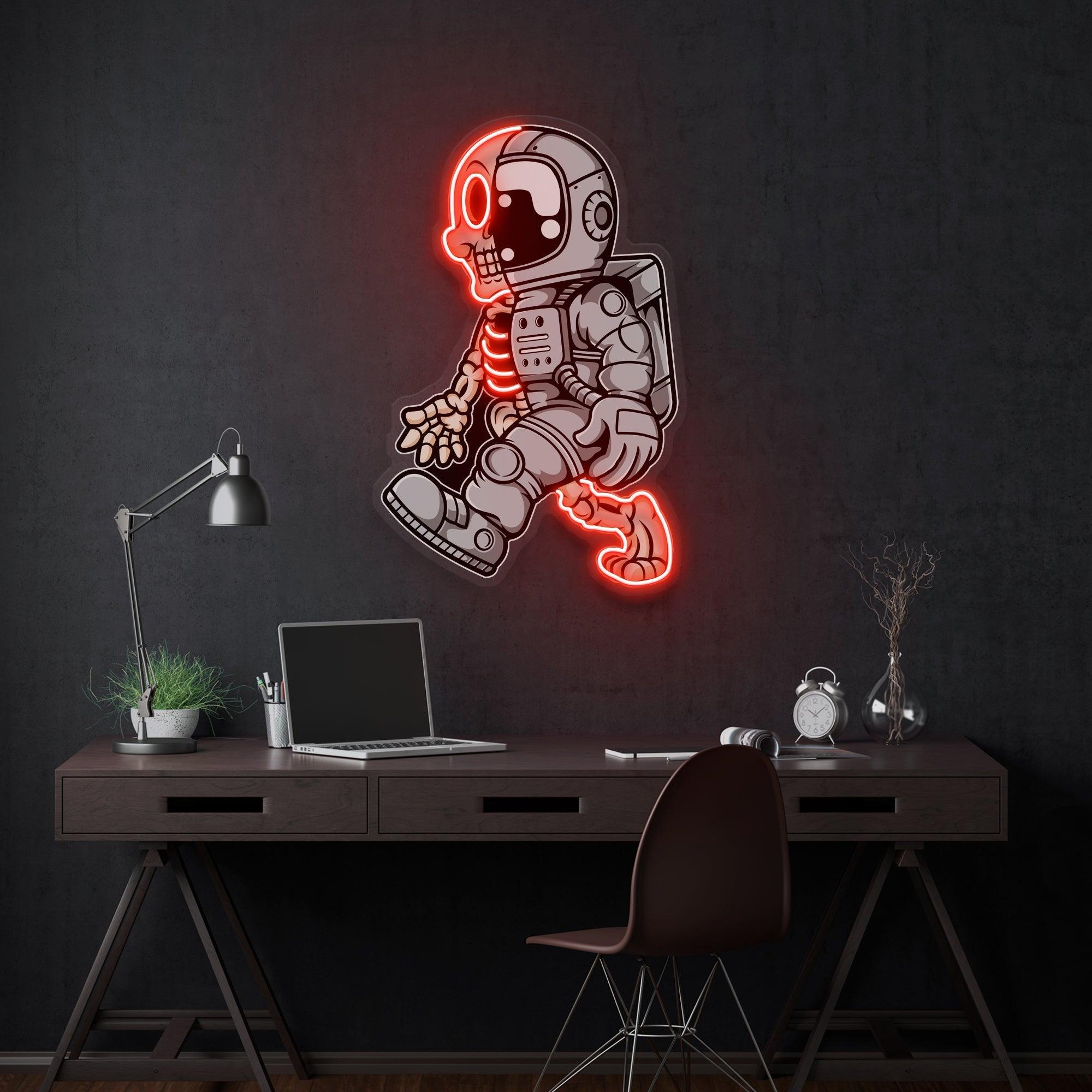 Astronaut Half Skull Artwork Led Neon Sign Light - Neonbir