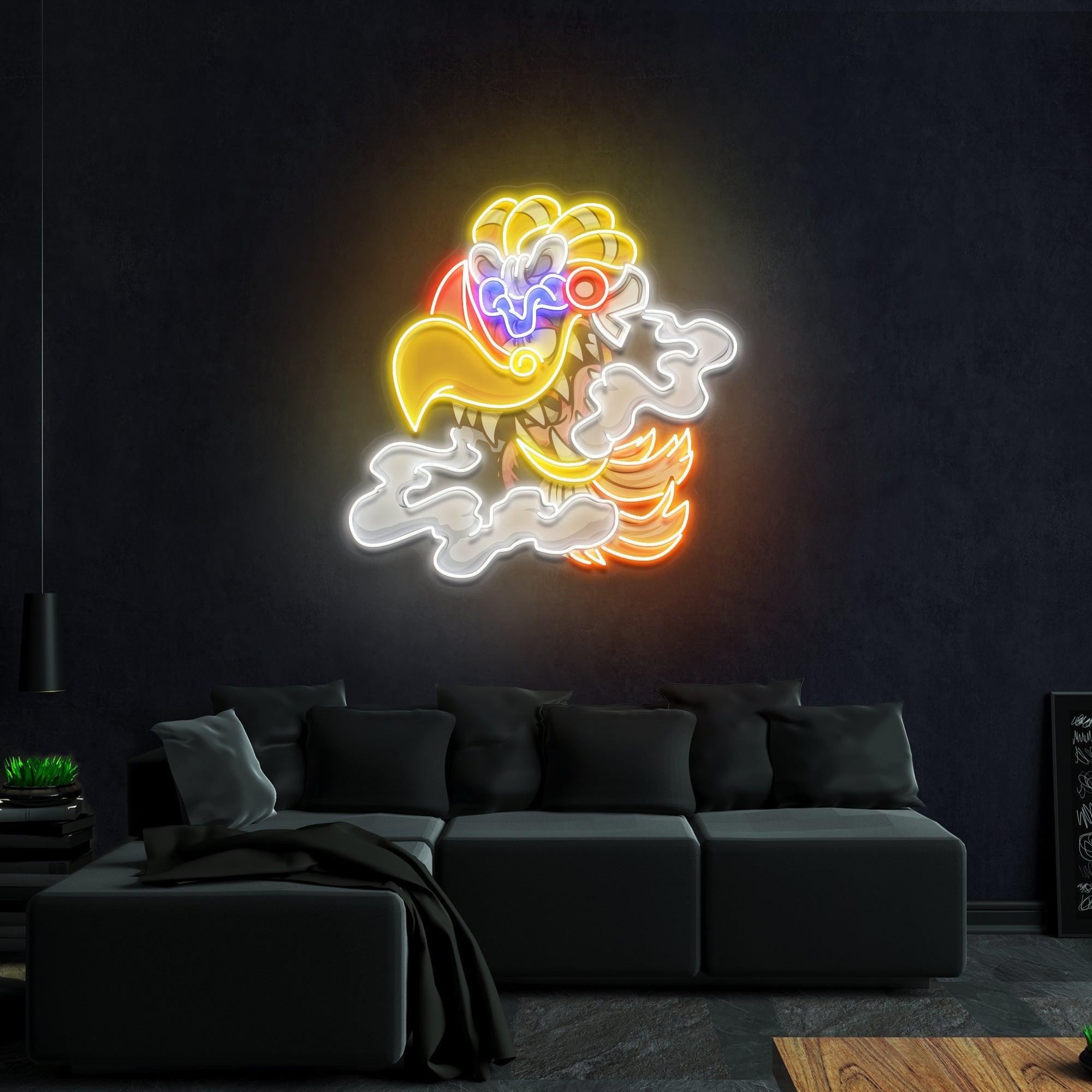 Aztec God Ehecatl Head Cartoon Artwork Led Neon Sign Light - Neonbir