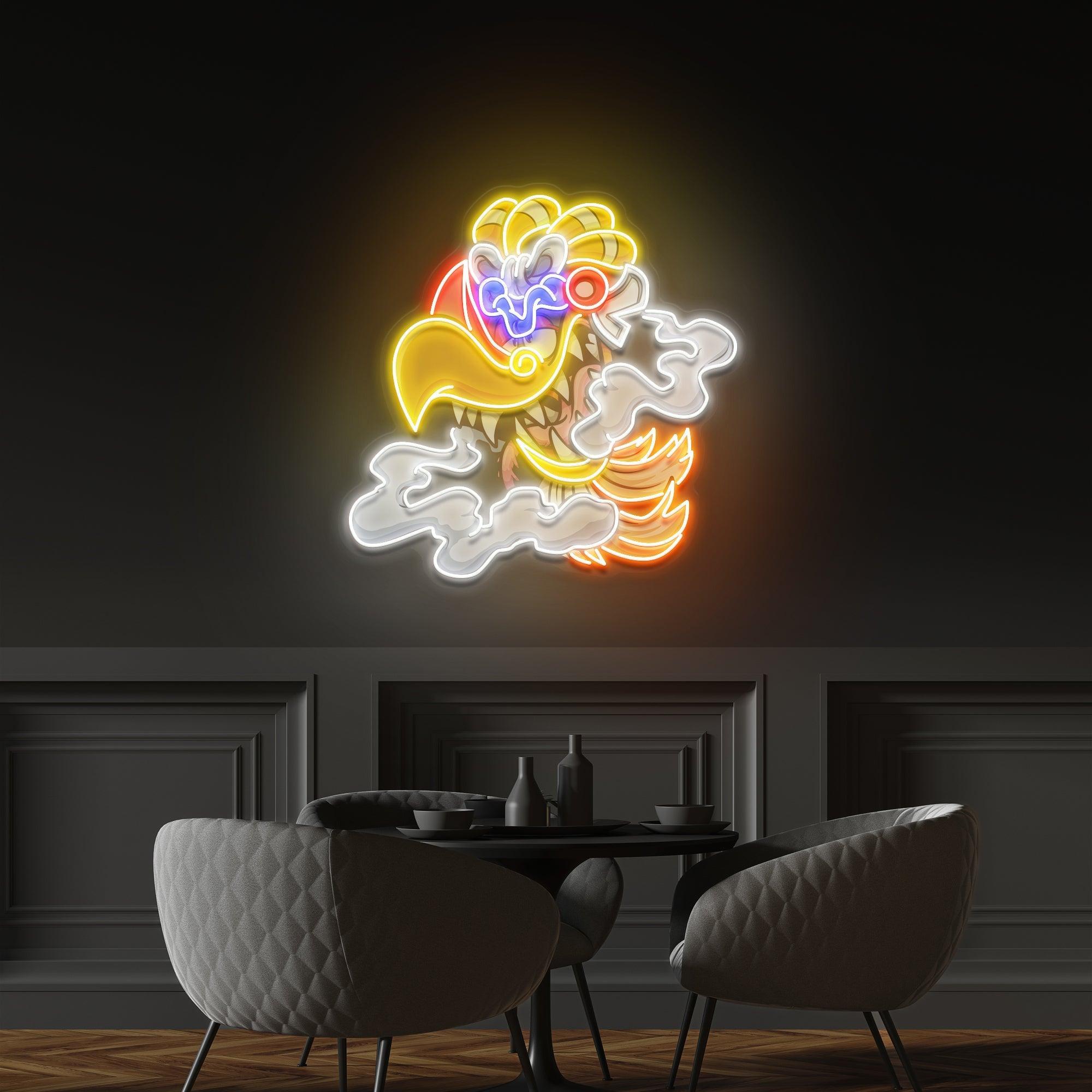Aztec God Ehecatl Head Cartoon Artwork Led Neon Sign Light - Neonbir