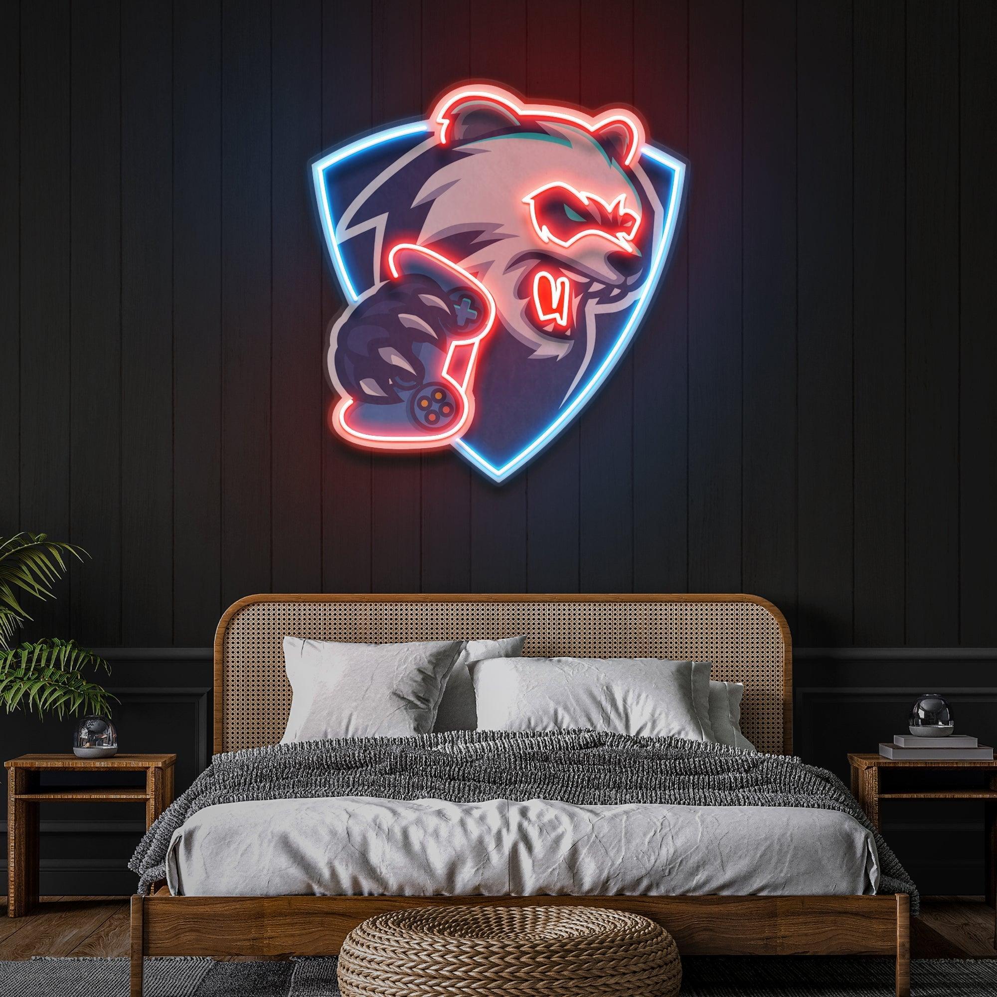 Bear Gamer Artwork Led Neon Sign Light - Neonbir