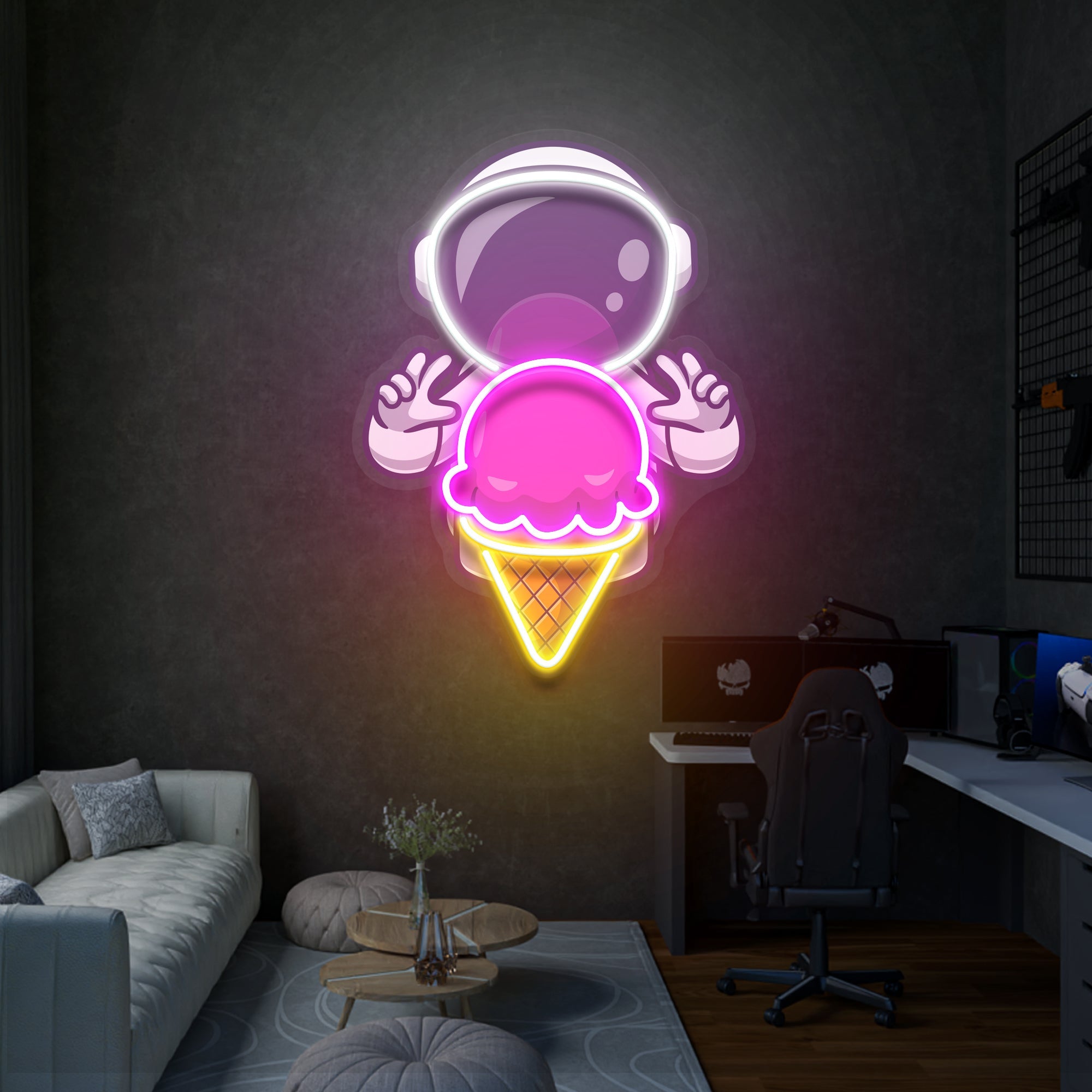 Astronaut Ice Cream Art work Led Neon Sign Light - Neonbir
