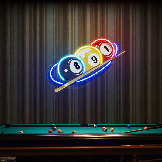 Billiards Art for Home Billiard Balls Modern Art Decor, Artwork Led Neon Sign Light - Neonbir