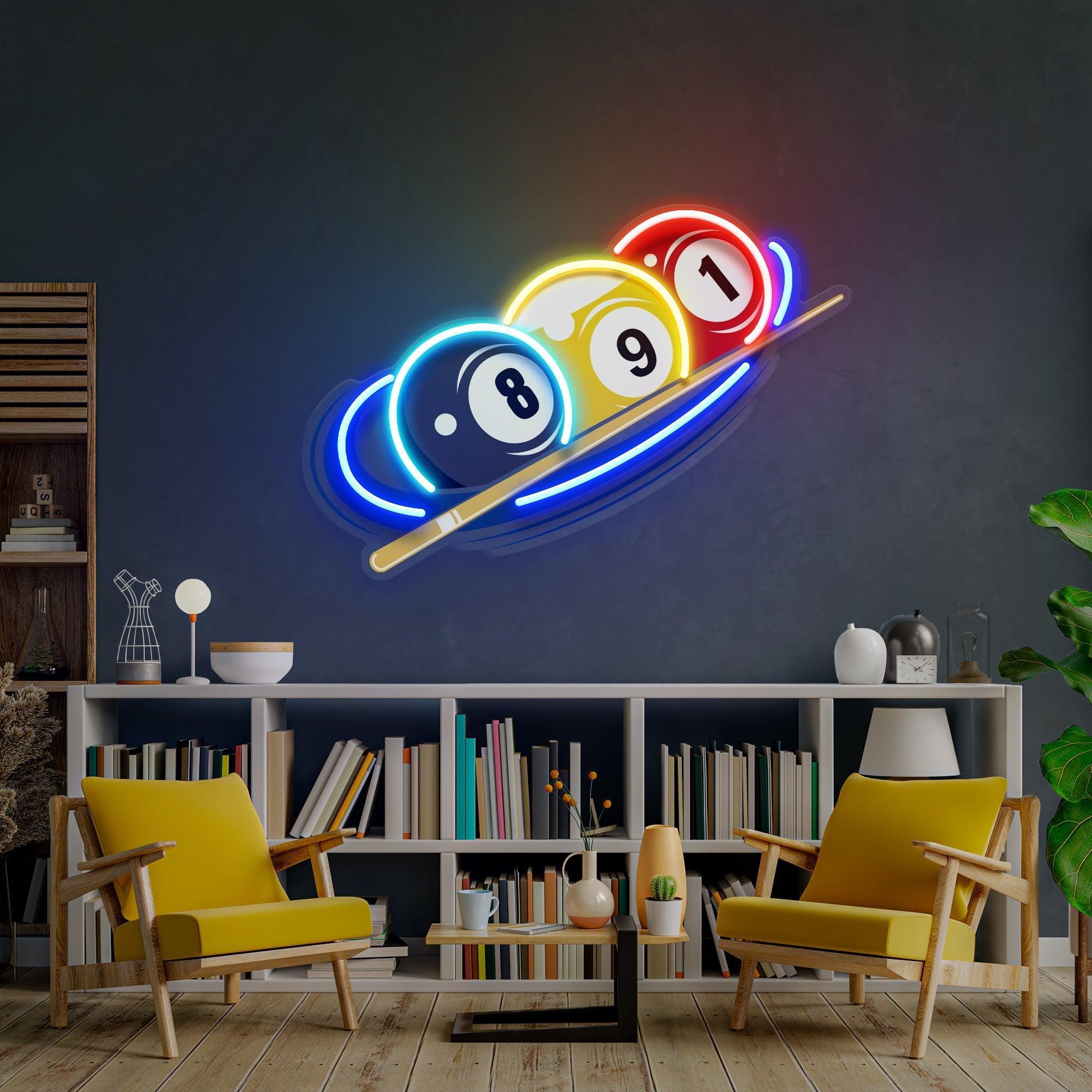 Billiards Art for Home Billiard Balls Modern Art Decor, Artwork Led Neon Sign Light - Neonbir