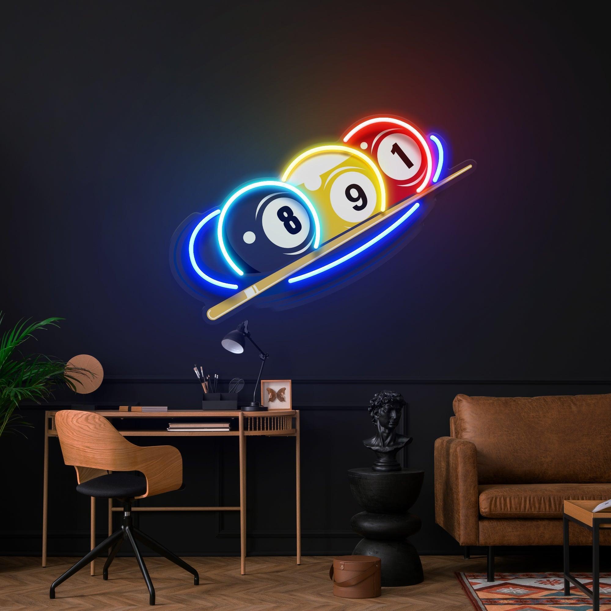 Billiards Art for Home Billiard Balls Modern Art Decor, Artwork Led Neon Sign Light - Neonbir