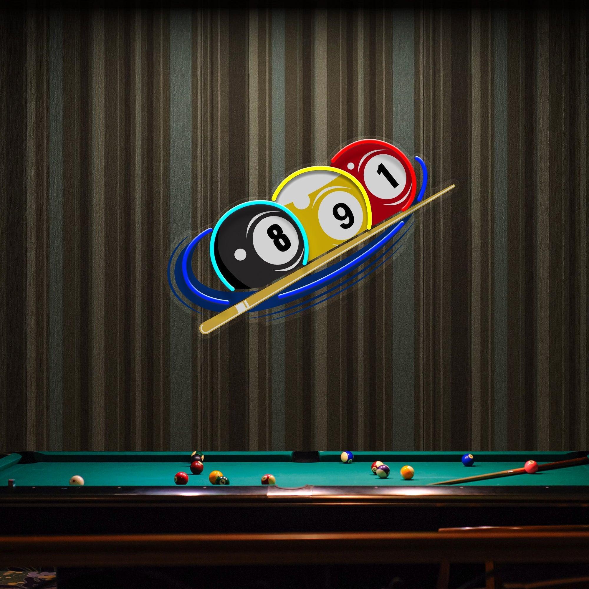 Billiards Art for Home Billiard Balls Modern Art Decor, Artwork Led Neon Sign Light - Neonbir