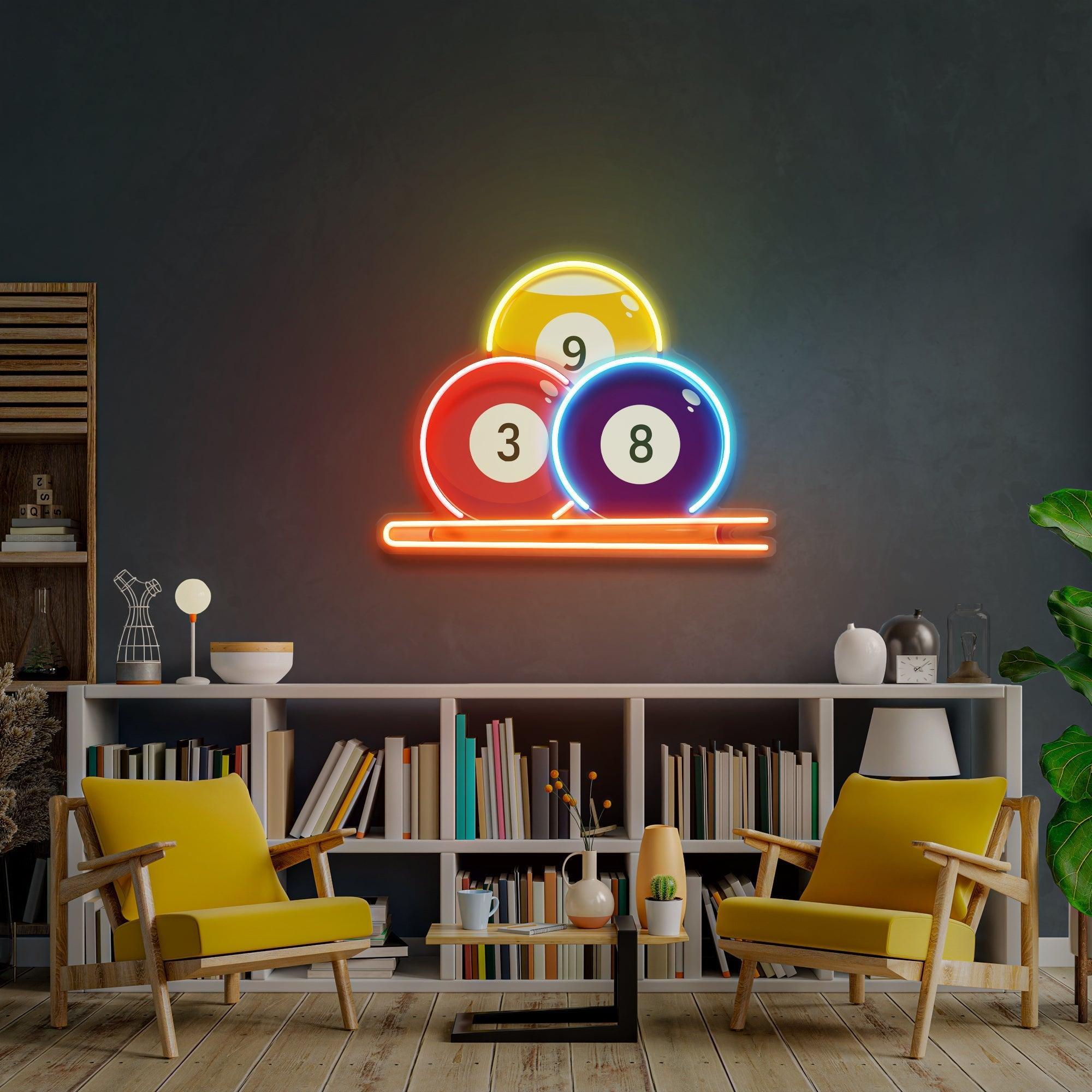 Pool Wall Art, Billiards Artwork, Pool Table Decor, Game Room Wall Decor, Billiards Decor, Gift For Pool Player Artwork Led Neon Sign Light - Neonbir
