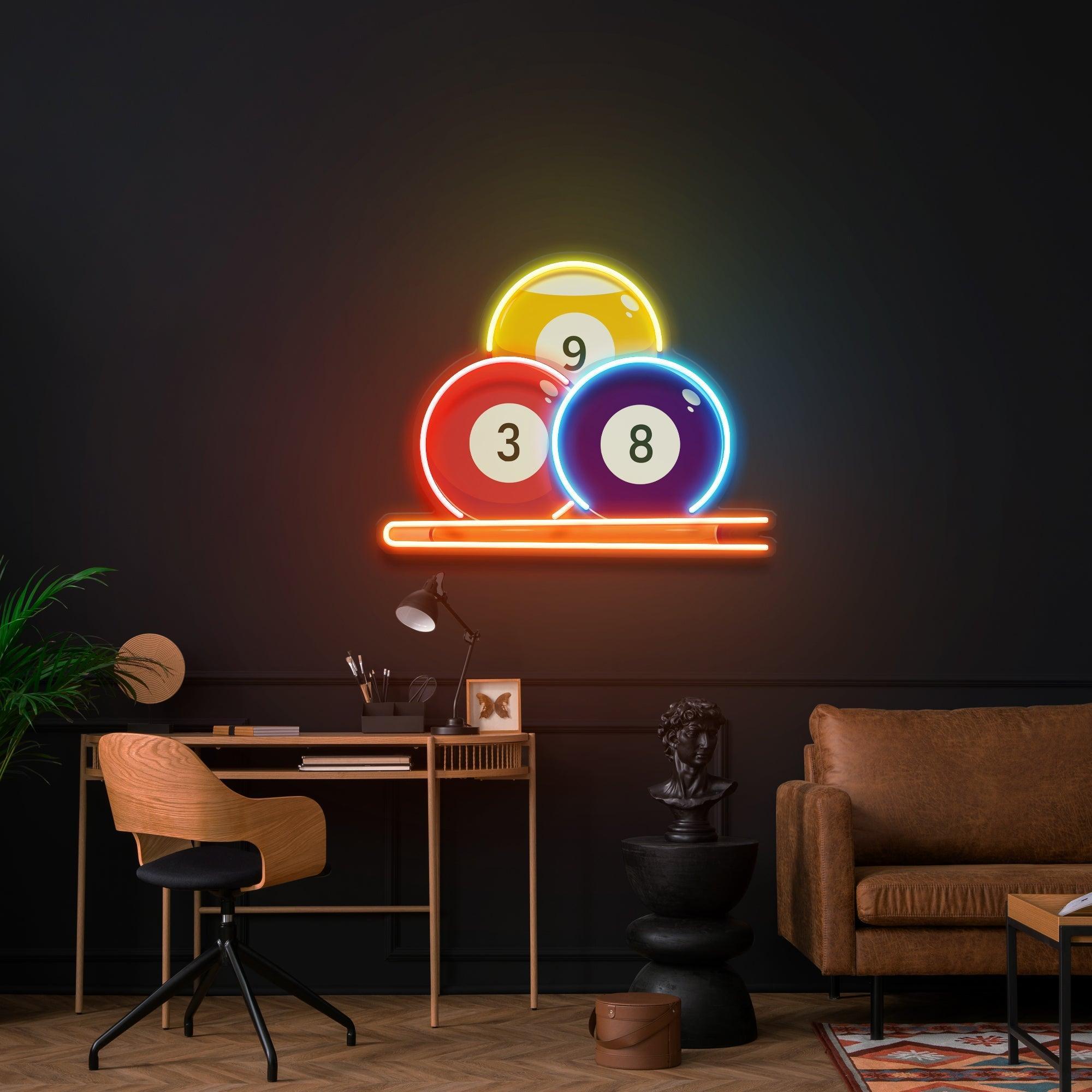 Pool Wall Art, Billiards Artwork, Pool Table Decor, Game Room Wall Decor, Billiards Decor, Gift For Pool Player Artwork Led Neon Sign Light - Neonbir