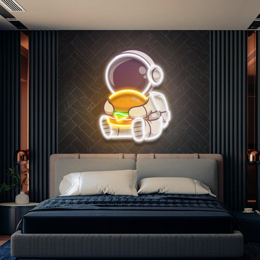 Buger Astronaut Art work Led Neon Sign Light - Neonbir