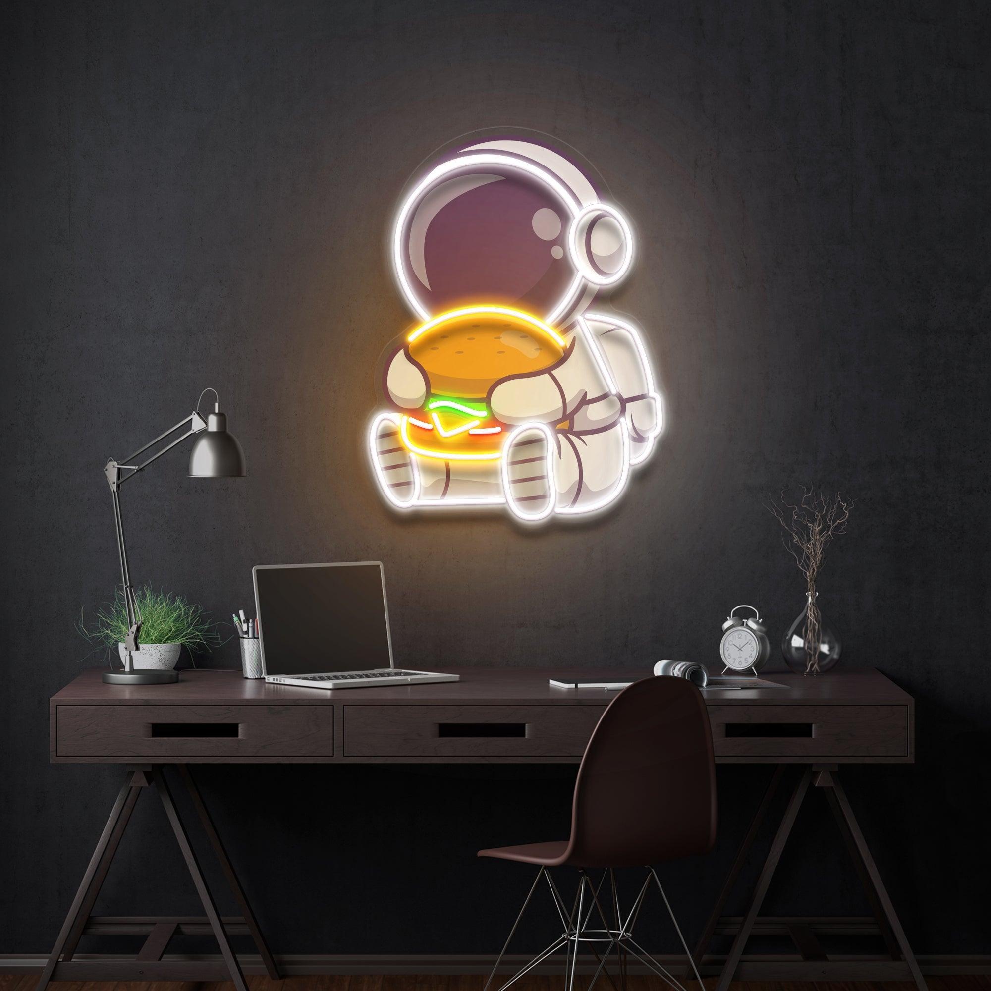 Buger Astronaut Art work Led Neon Sign Light - Neonbir