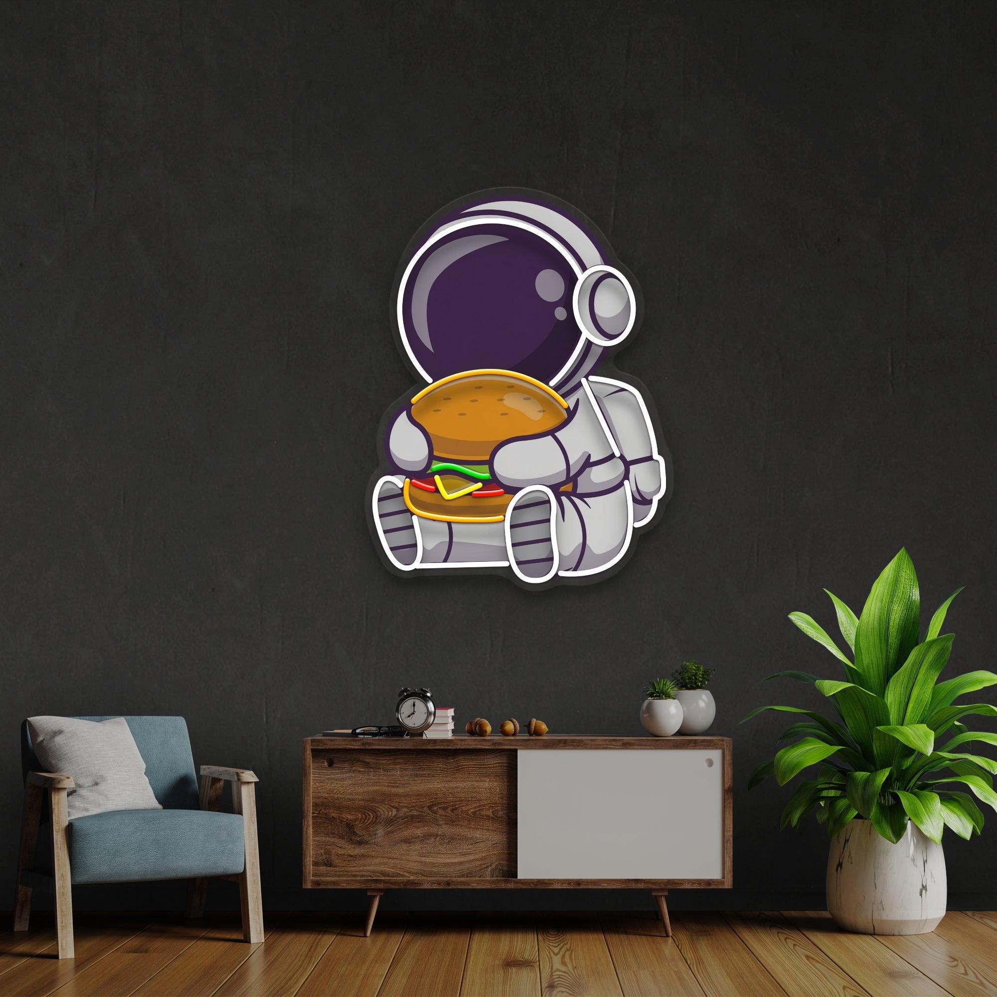 Buger Astronaut Art work Led Neon Sign Light - Neonbir