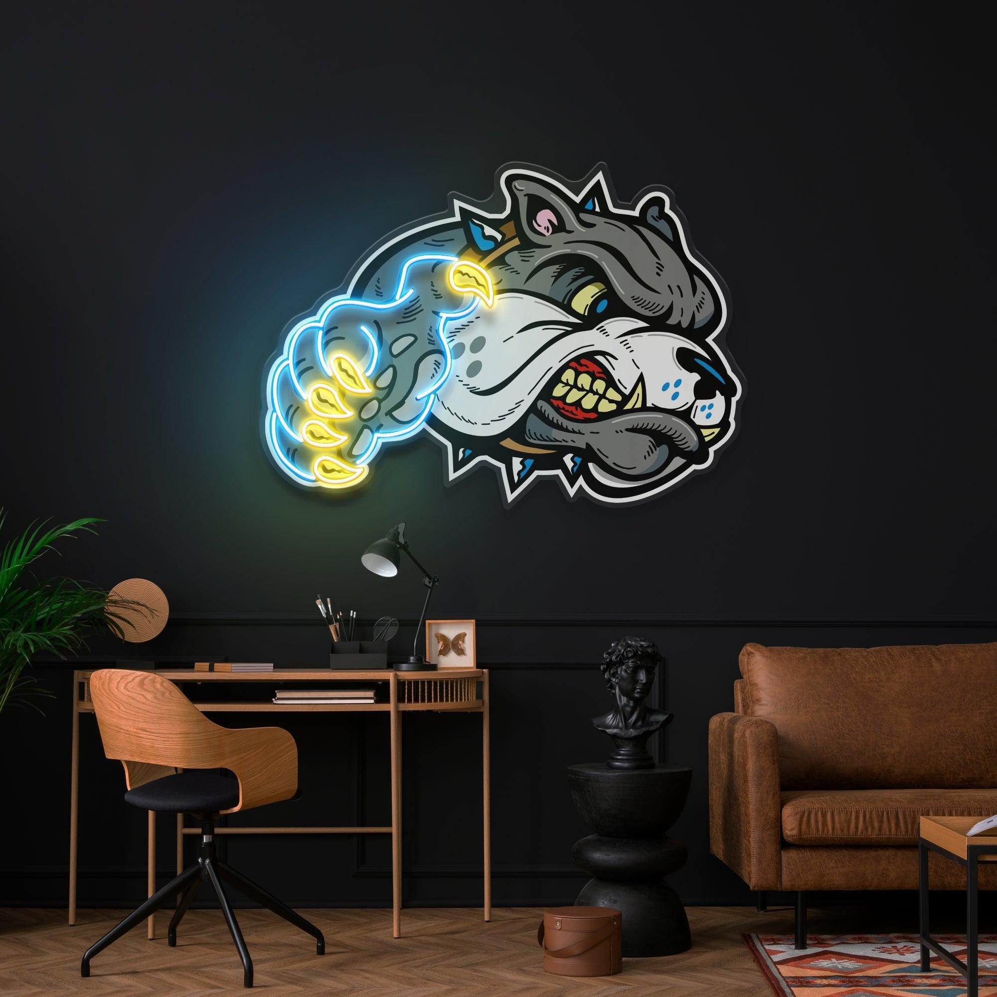 Luce Al Neon a LED Con Bulldog Francese, Insegna Al Neon per Luce Al Neon a LED Con Bulldog Francese, Insegna Al Neon per