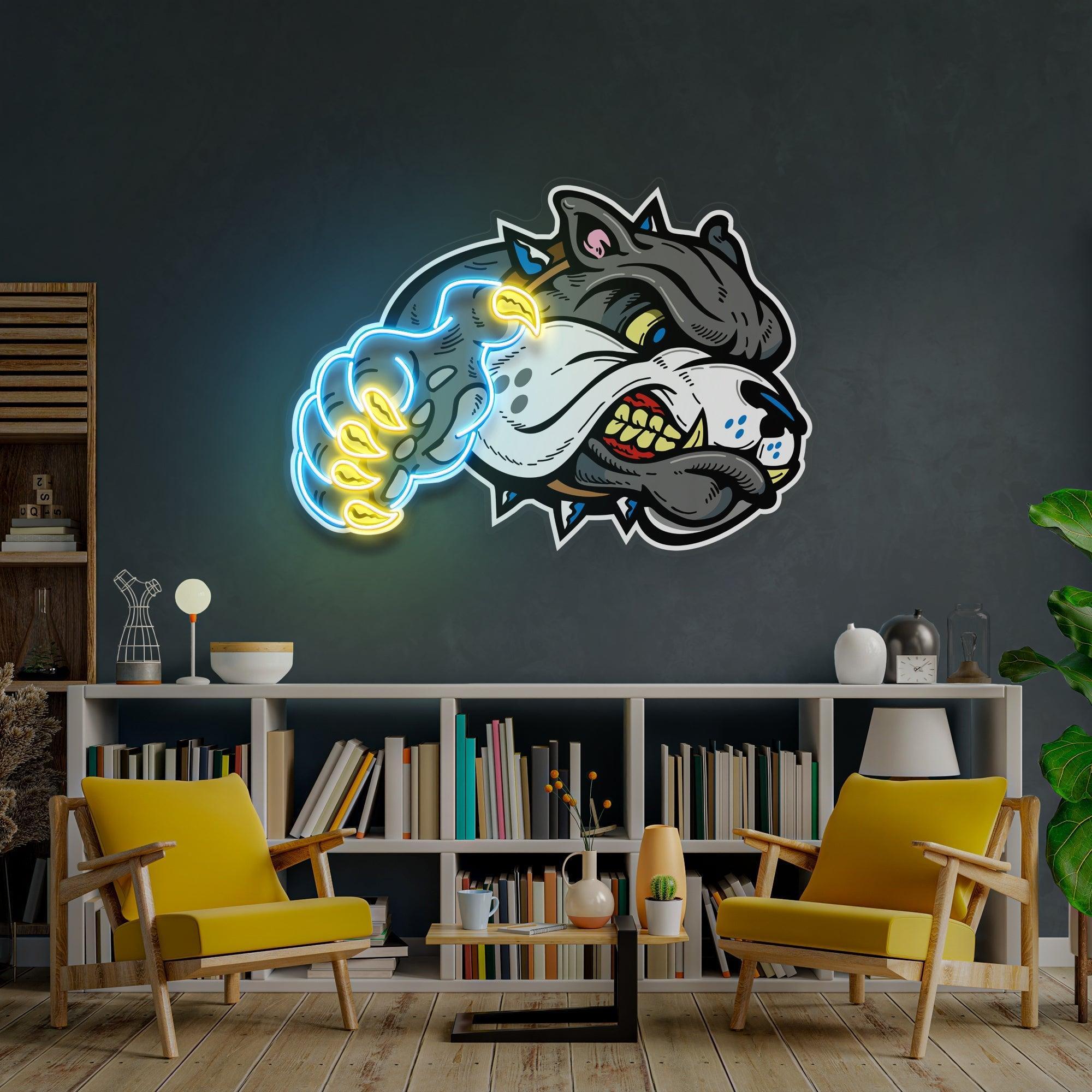 Bulldog Cartoon Artwork Led Neon Sign Light - Neonbir