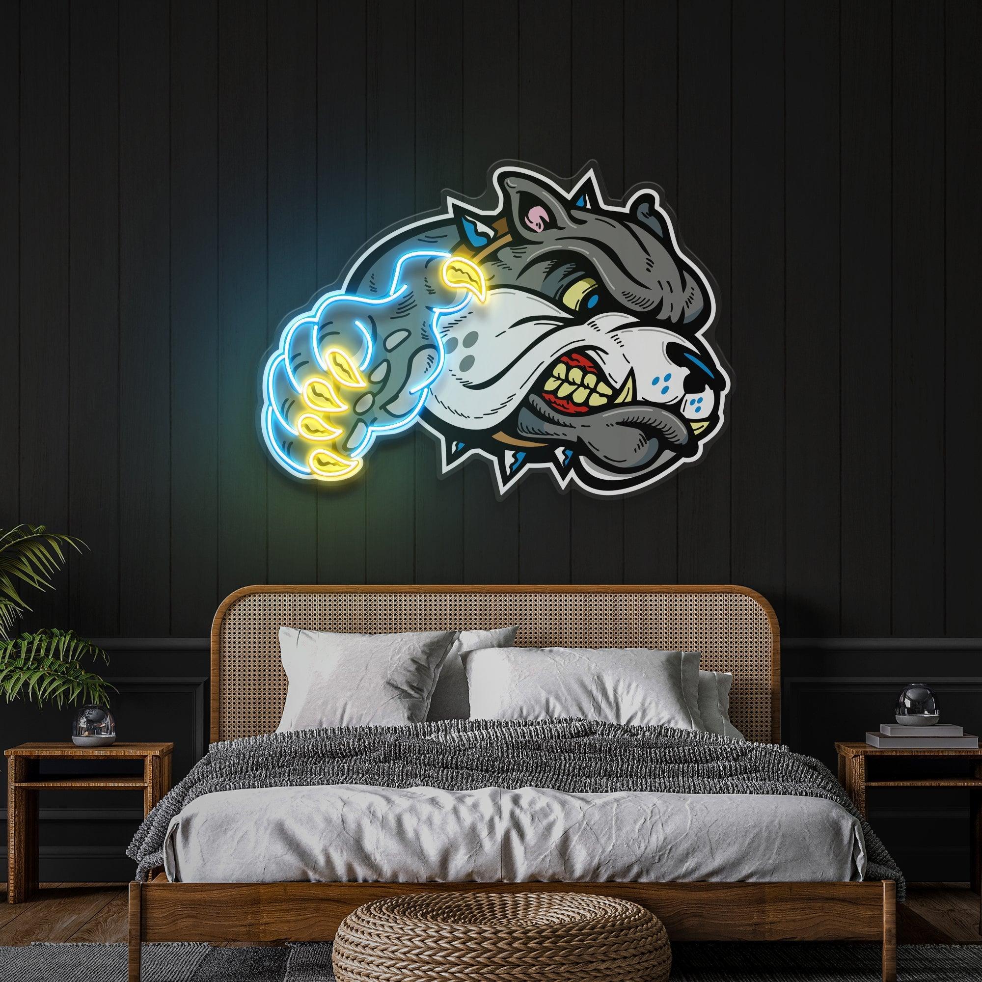 Bulldog Cartoon Artwork Led Neon Sign Light - Neonbir