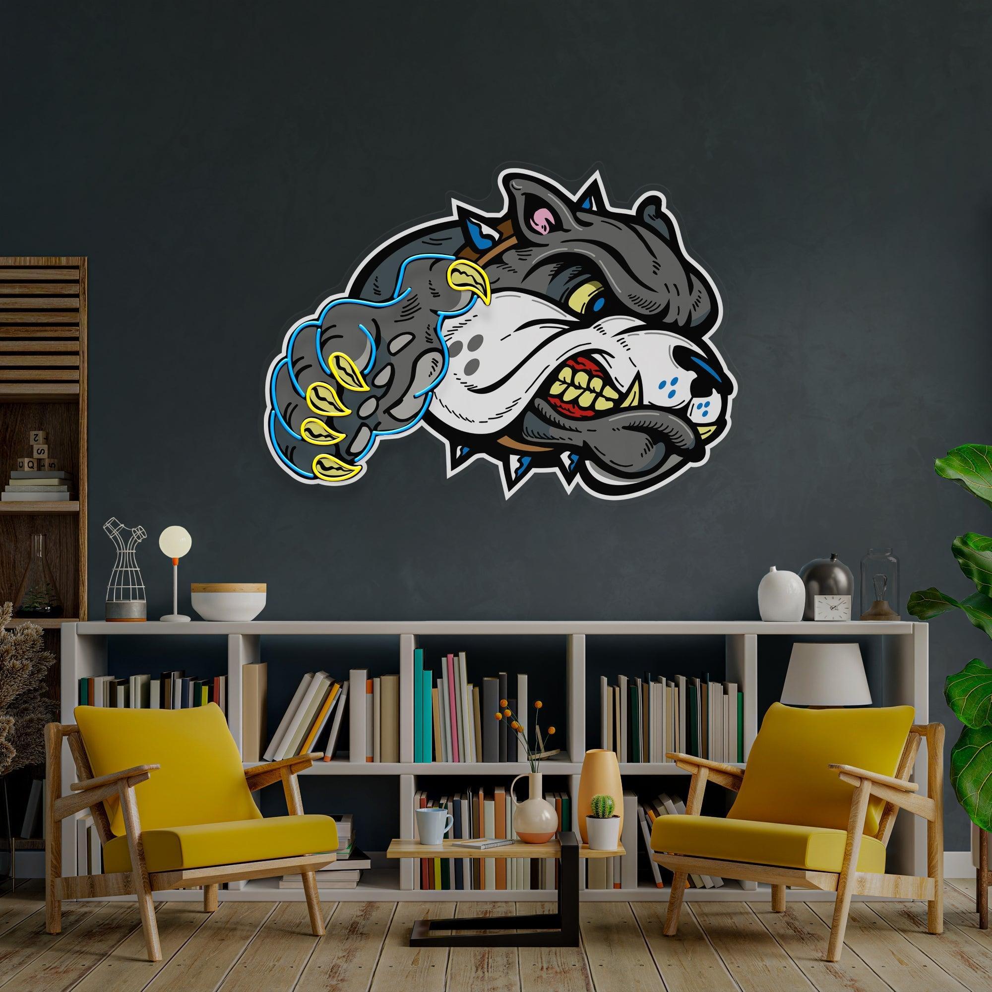 Bulldog Cartoon Artwork Led Neon Sign Light - Neonbir