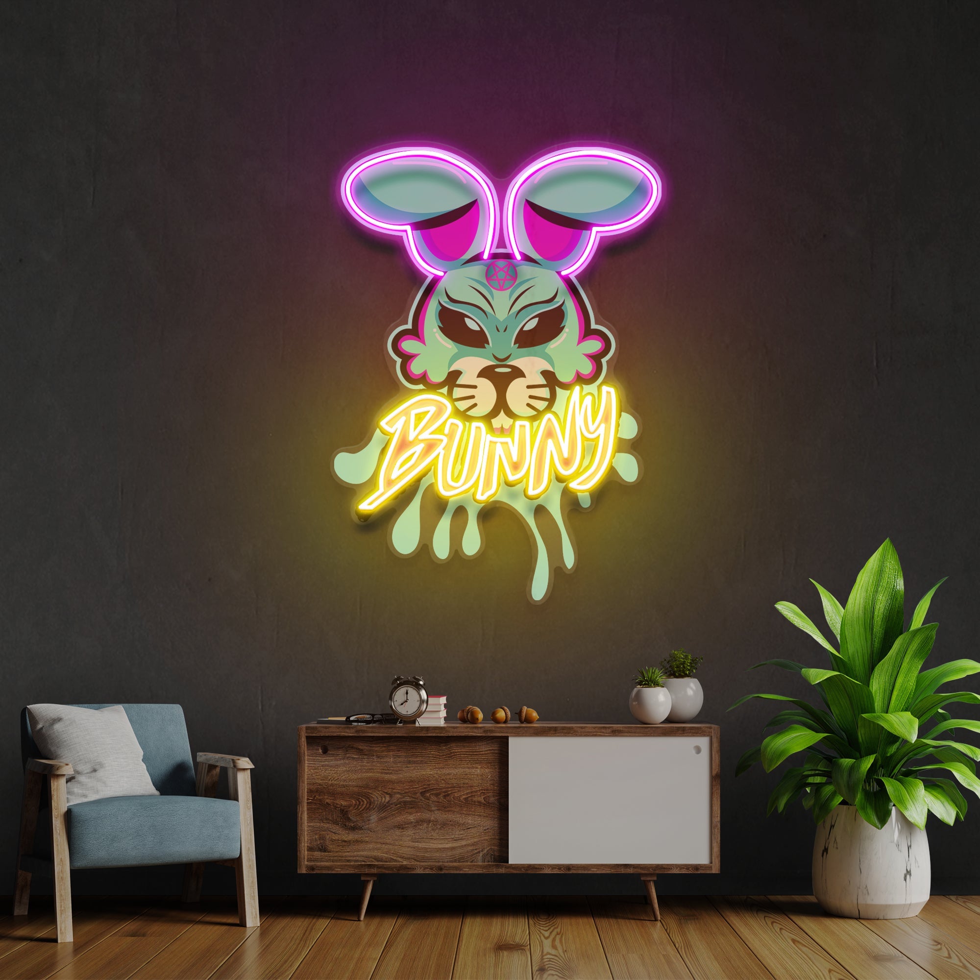 Bunny Gangsta Artwork Led Neon Sign Light - Neonbir