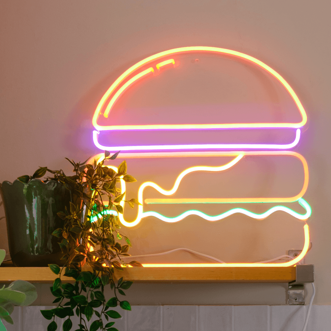 Burger, Neon Tabela - Neonbir