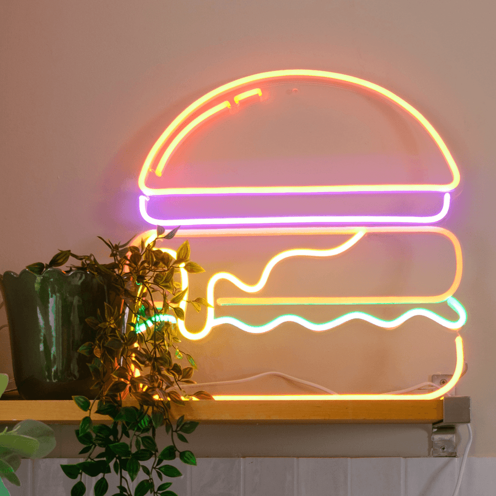 Burger, Neon Tabela - Neonbir