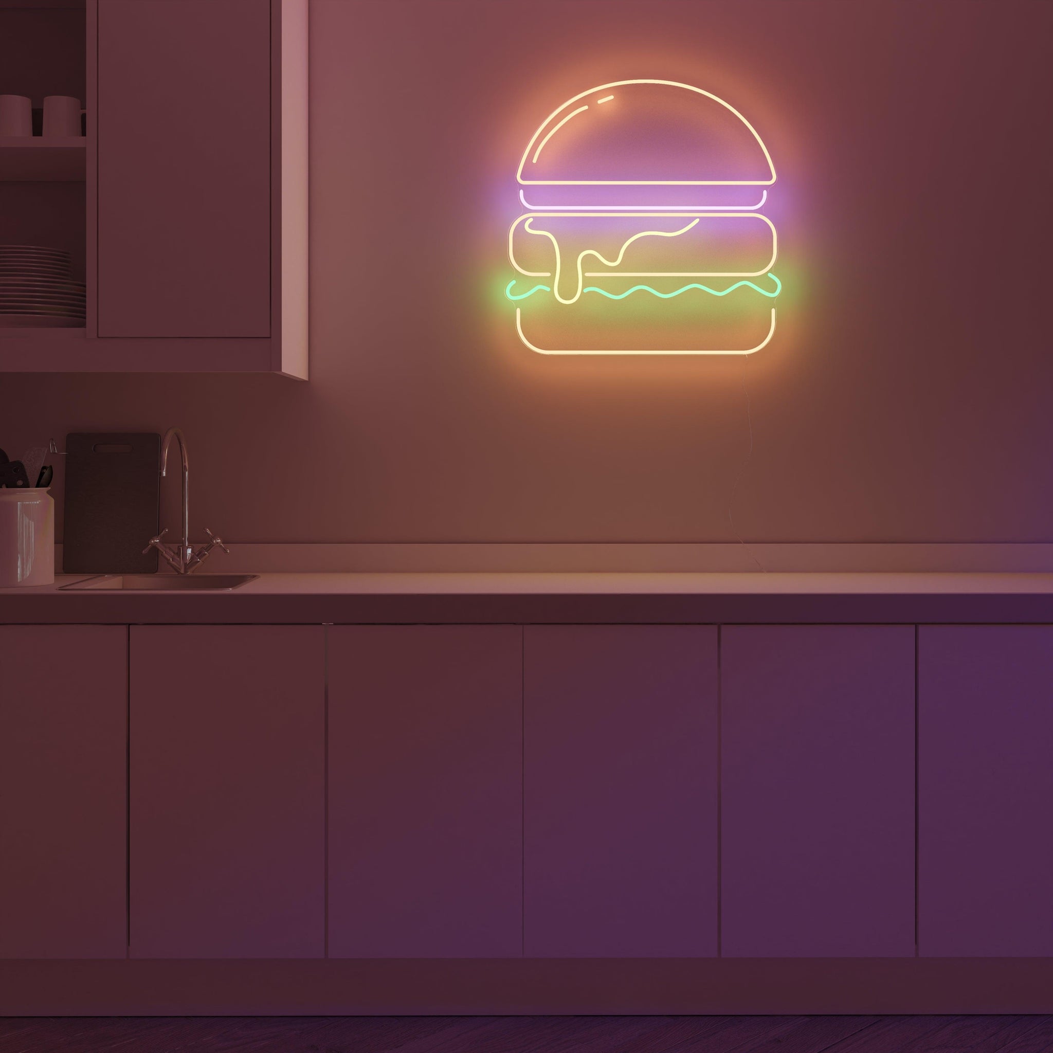 Burger, Neon Tabela - Neonbir