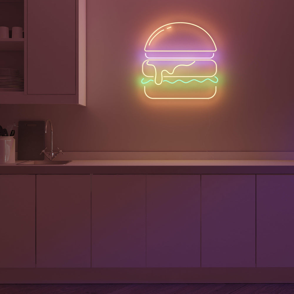 Burger, Neon Tabela - Neonbir