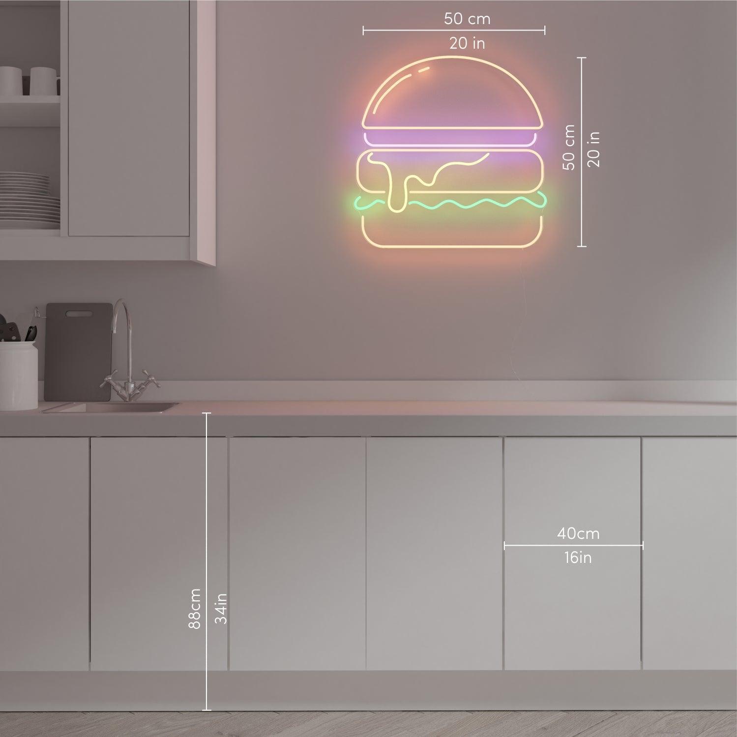 Burger, Neon Tabela - Neonbir
