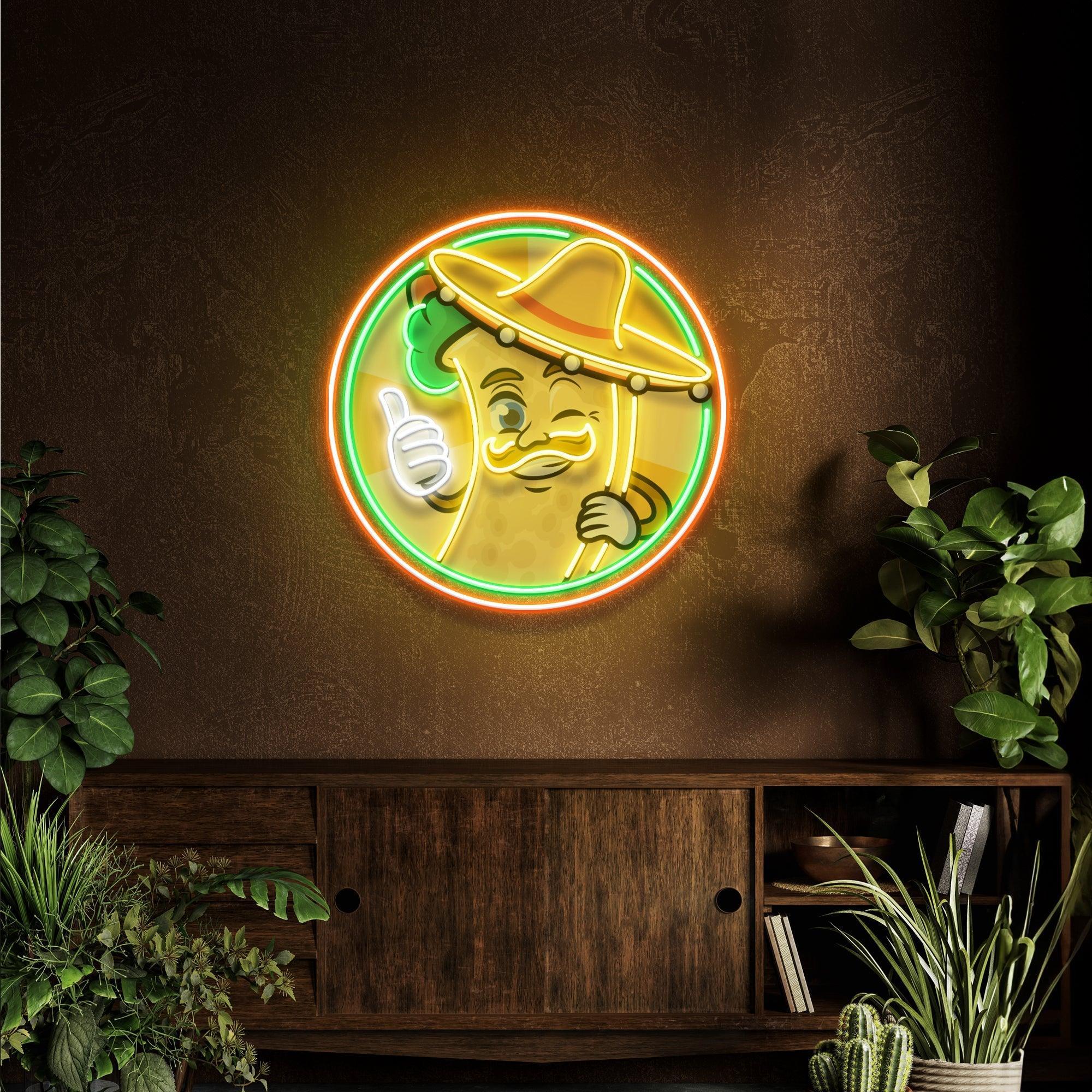 Mexican Burrito Thumbs Up Artwork Led Neon Sign Light - Neonbir