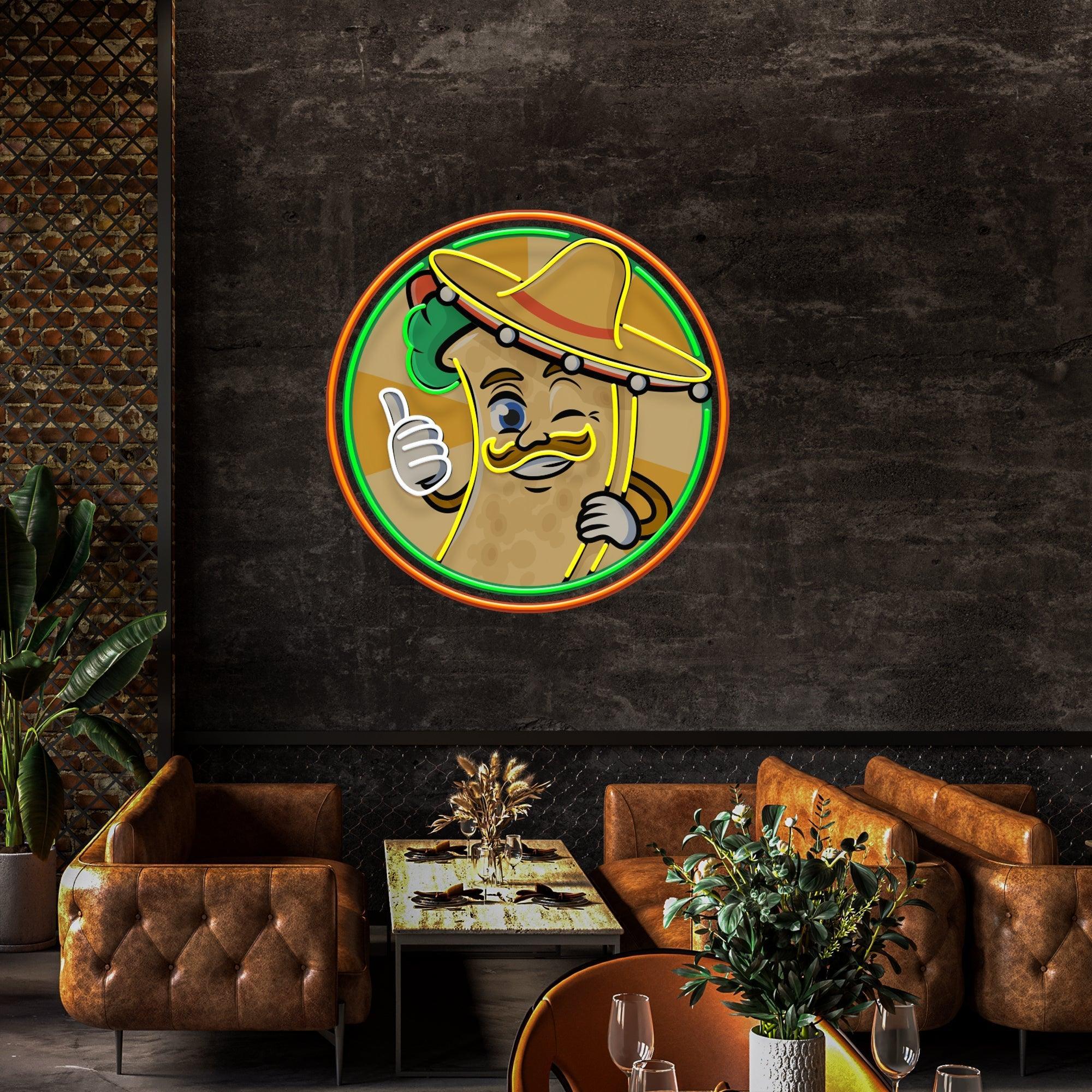 Mexican Burrito Thumbs Up Artwork Led Neon Sign Light - Neonbir