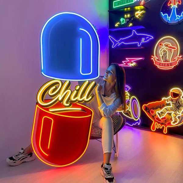 Chill Yazılı Tablet Kapsül İlaç Neon Tabela