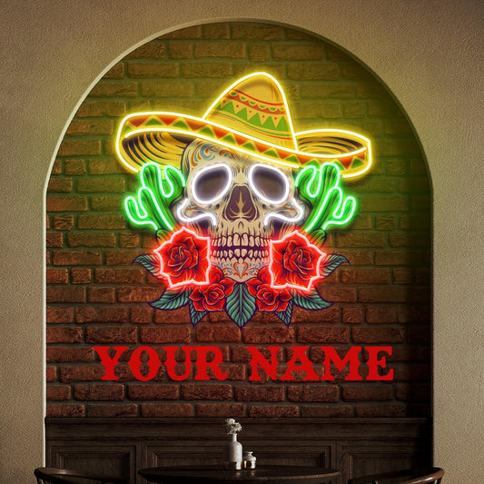 Custom Name Mexican Food Restaurants Decor Artwork - Neonbir