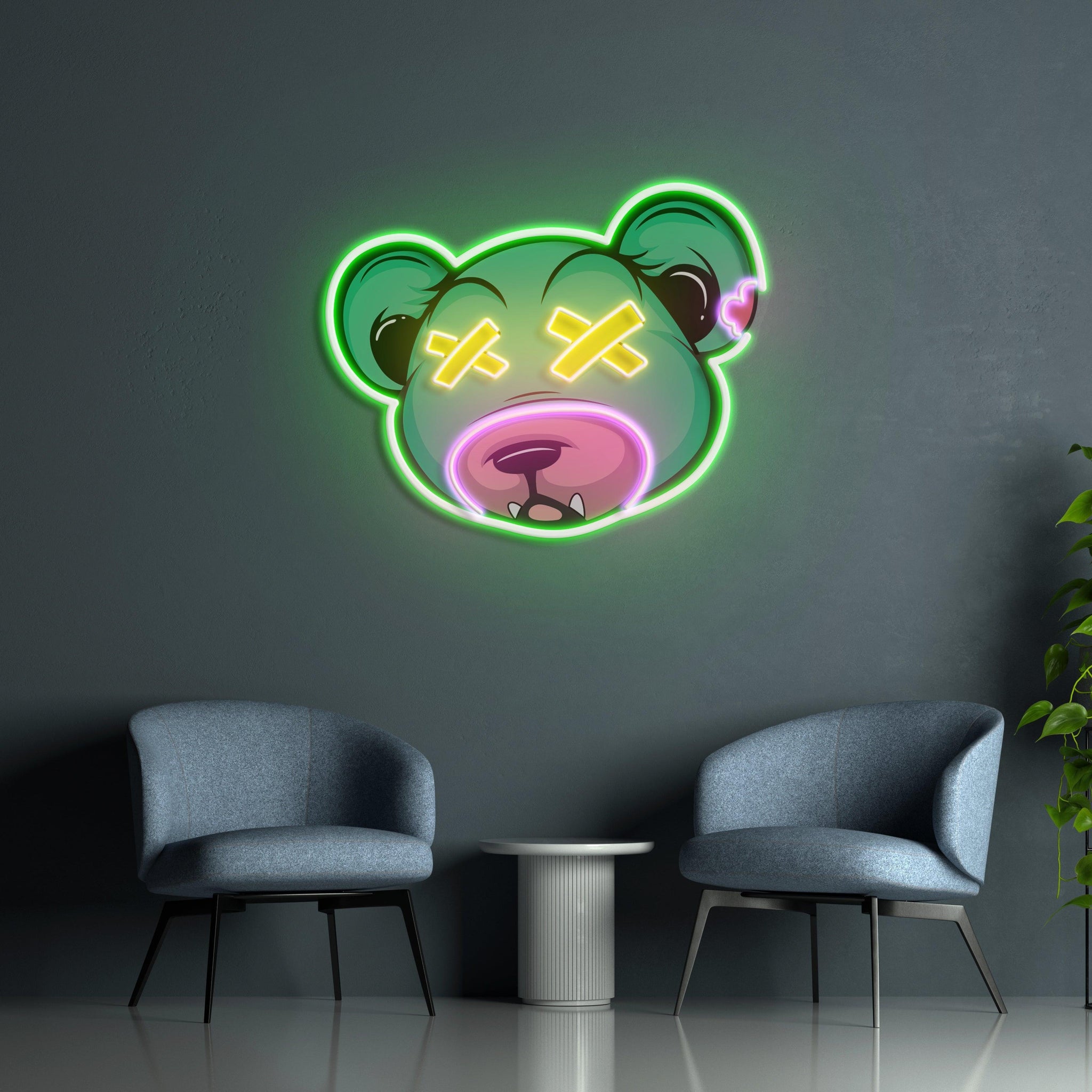 Dead Bear Cartoon Art Work Led Neon Sign Light - Neonbir