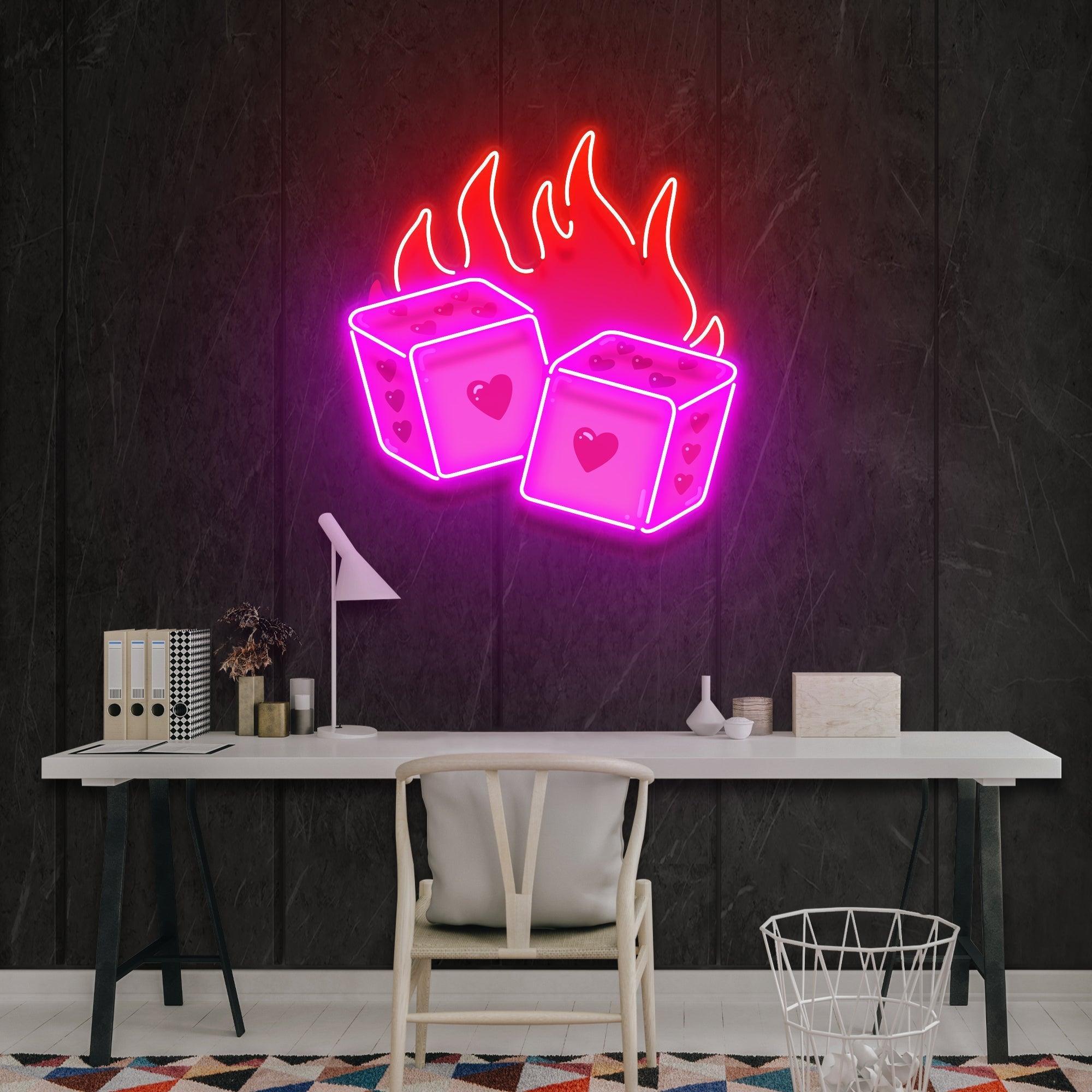 Dice Love Artwork Led Neon Sign Light - Neonbir