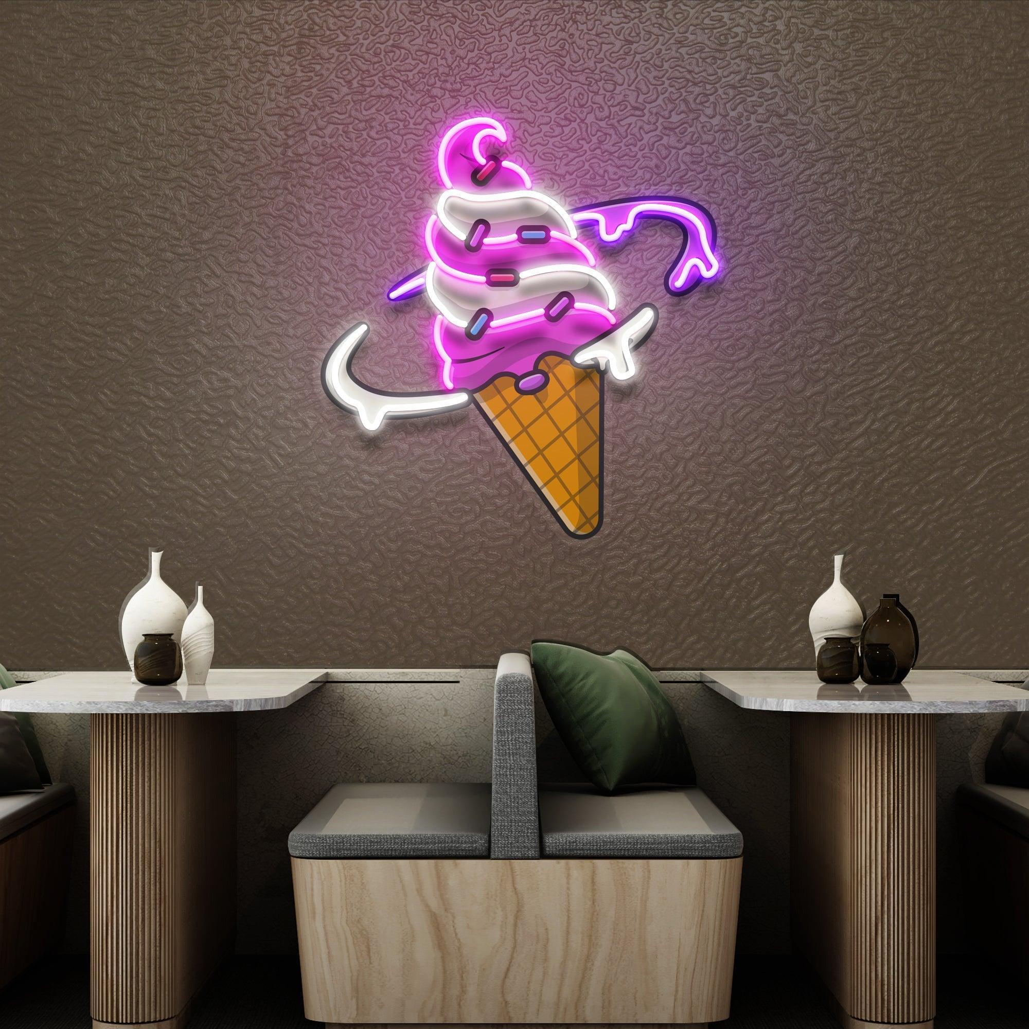 Ice Cream Planet Flat Cartoon Style Artwork Led Neon Sign Light - Neonbir