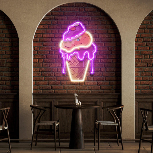 Icecream Cones Cartoon Artwork Led Neon Sign Light - Neonbir